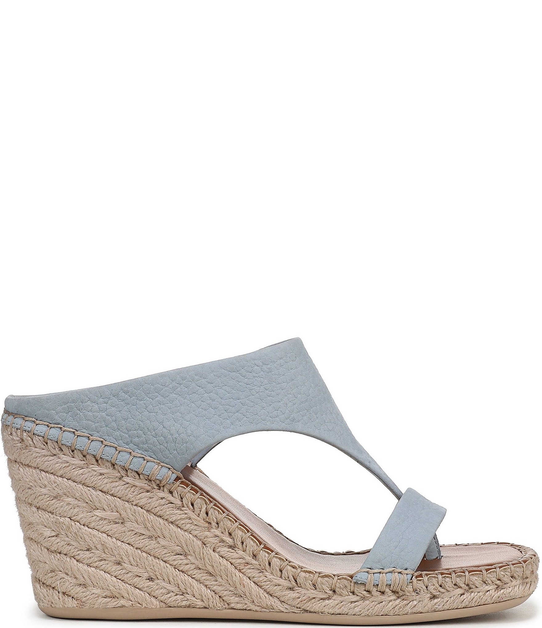 Franco Sarto Farren Leather Square Toe Platform Espadrille Wedge Sandals