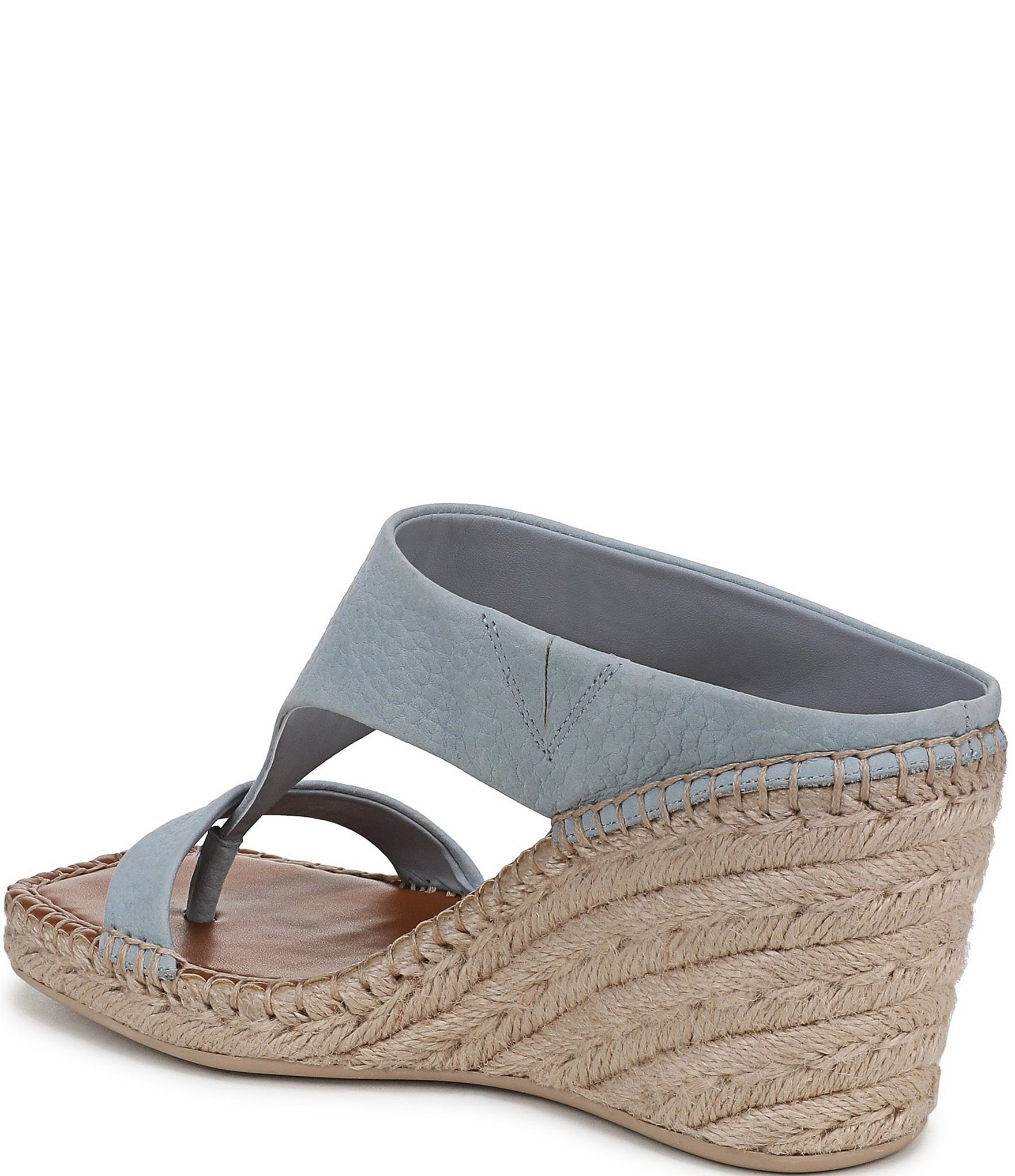 Franco Sarto Farren Leather Square Toe Platform Espadrille Wedge Sandals