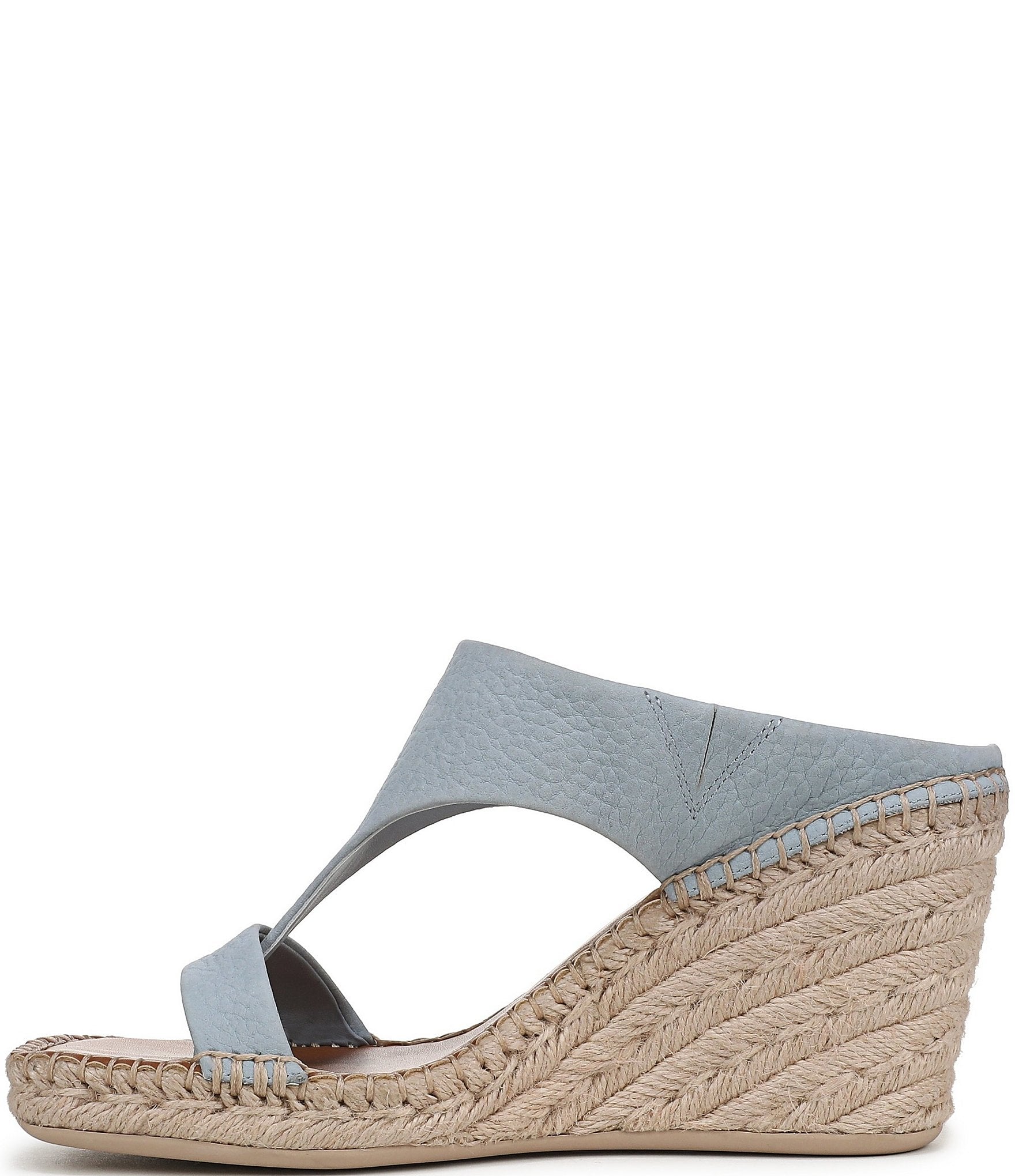 Franco Sarto Farren Leather Square Toe Platform Espadrille Wedge Sandals