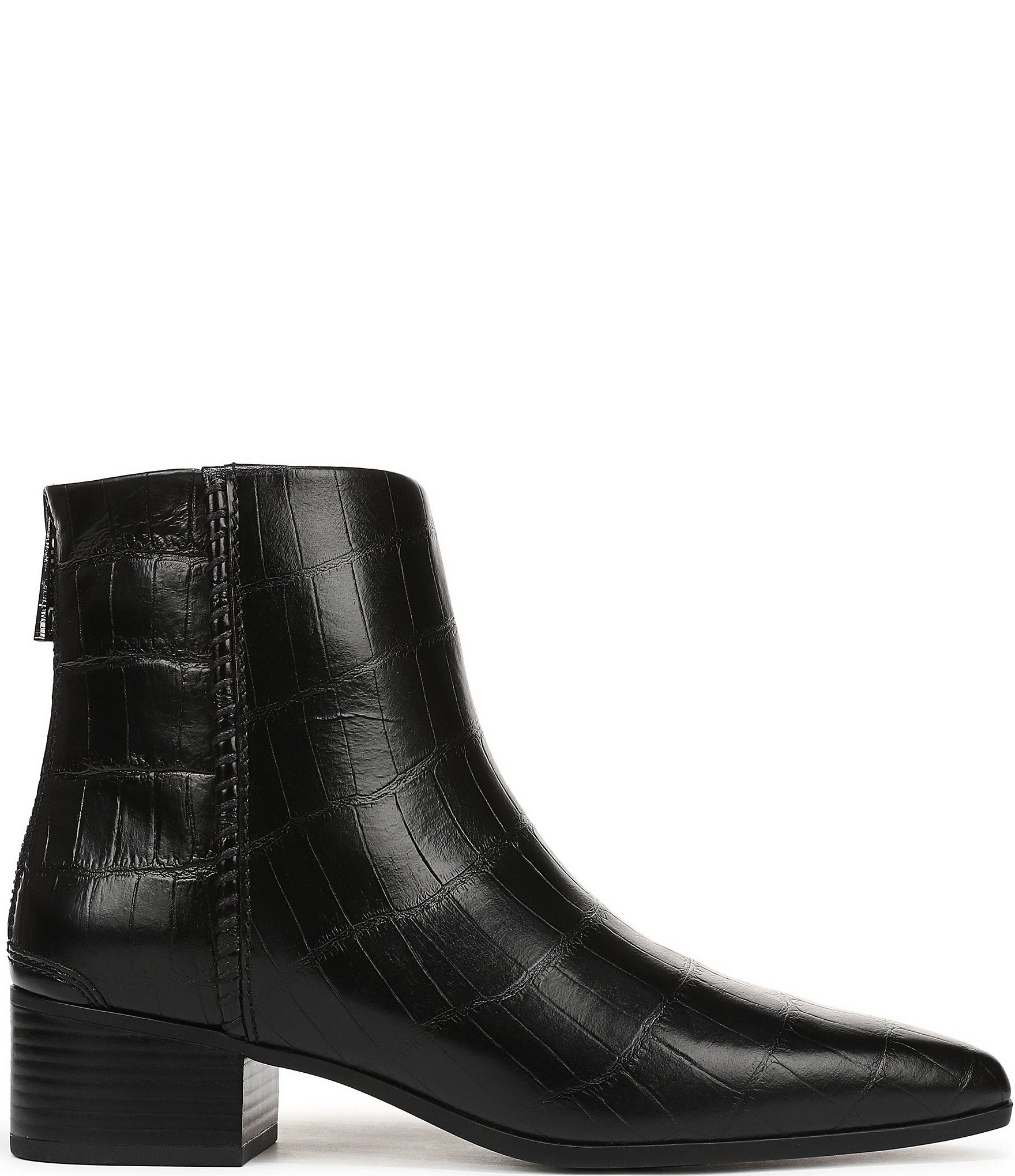 Franco Sarto Fayola Crocodile Embossed Leather Pointed Toe Booties