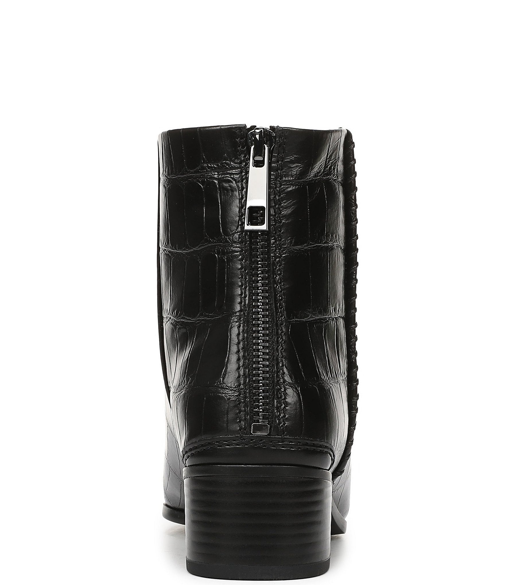 Franco Sarto Fayola Crocodile Embossed Leather Pointed Toe Booties