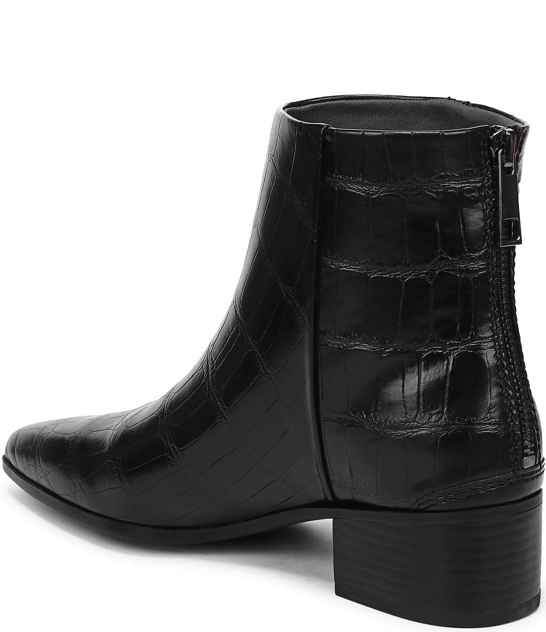 Franco Sarto Fayola Crocodile Embossed Leather Pointed Toe Booties