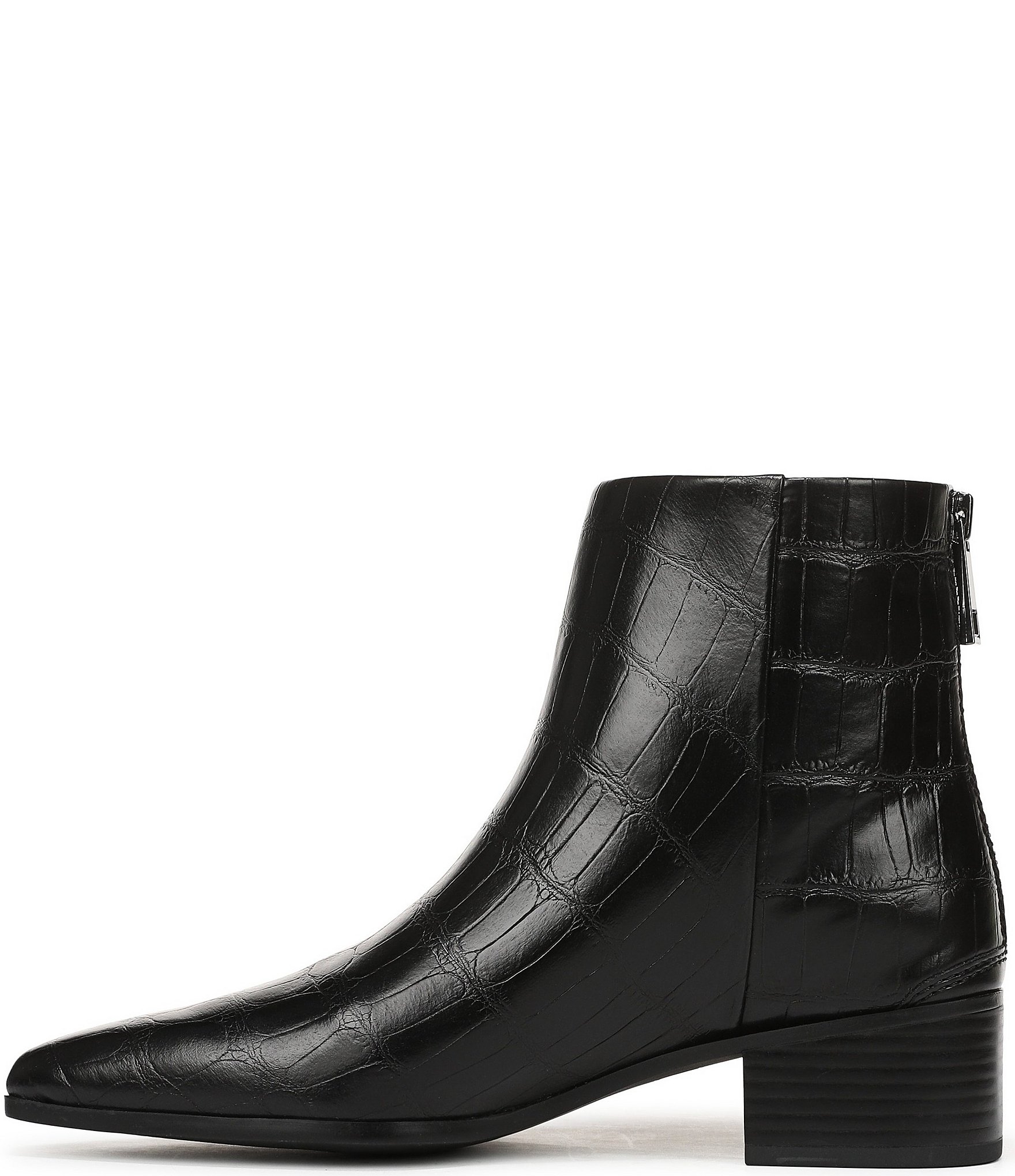Franco Sarto Fayola Crocodile Embossed Leather Pointed Toe Booties