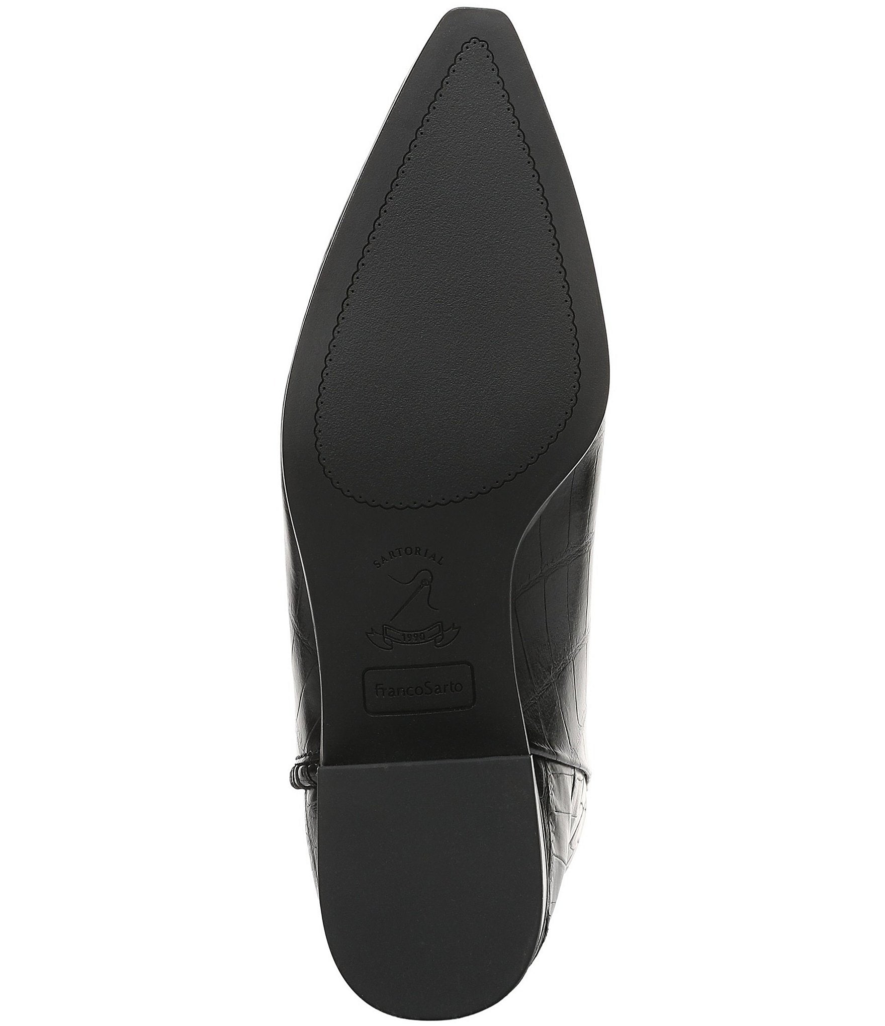 Franco Sarto Fayola Crocodile Embossed Leather Pointed Toe Booties