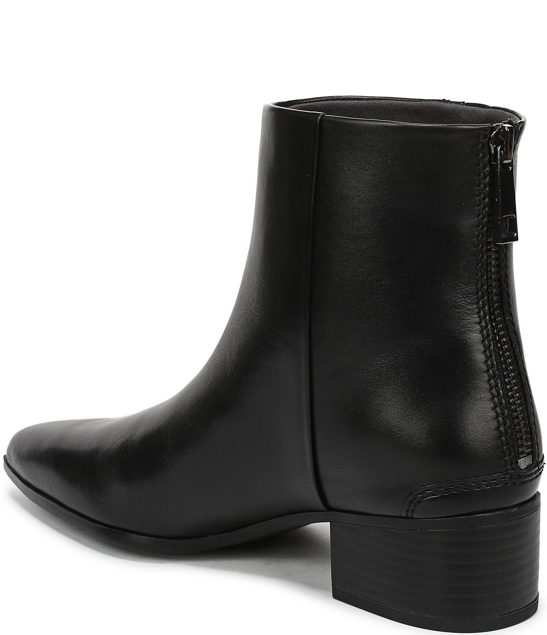 Franco Sarto Fayola Leather Pointed Toe Block Heel Booties