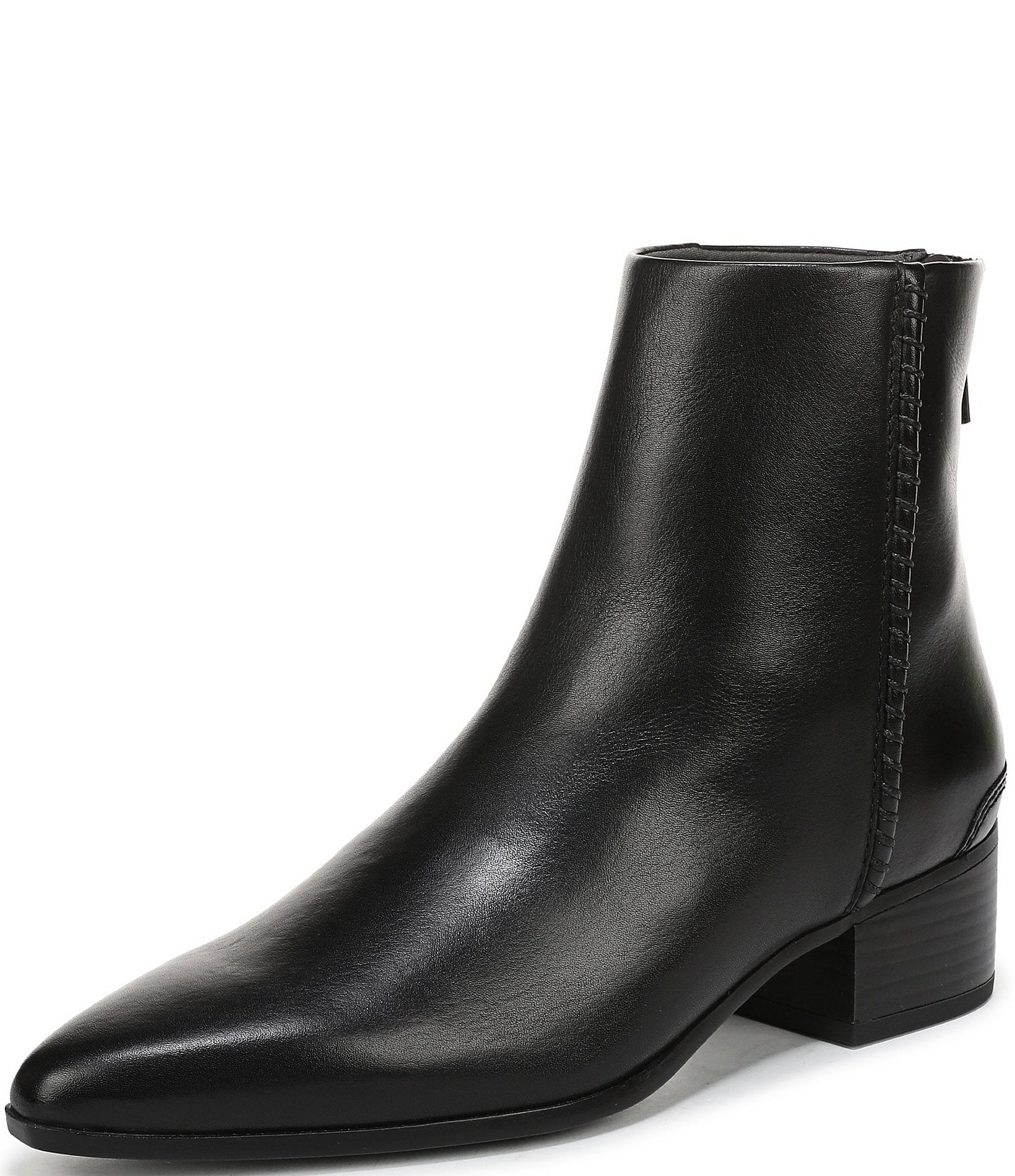 Franco Sarto Fayola Leather Pointed Toe Block Heel Booties