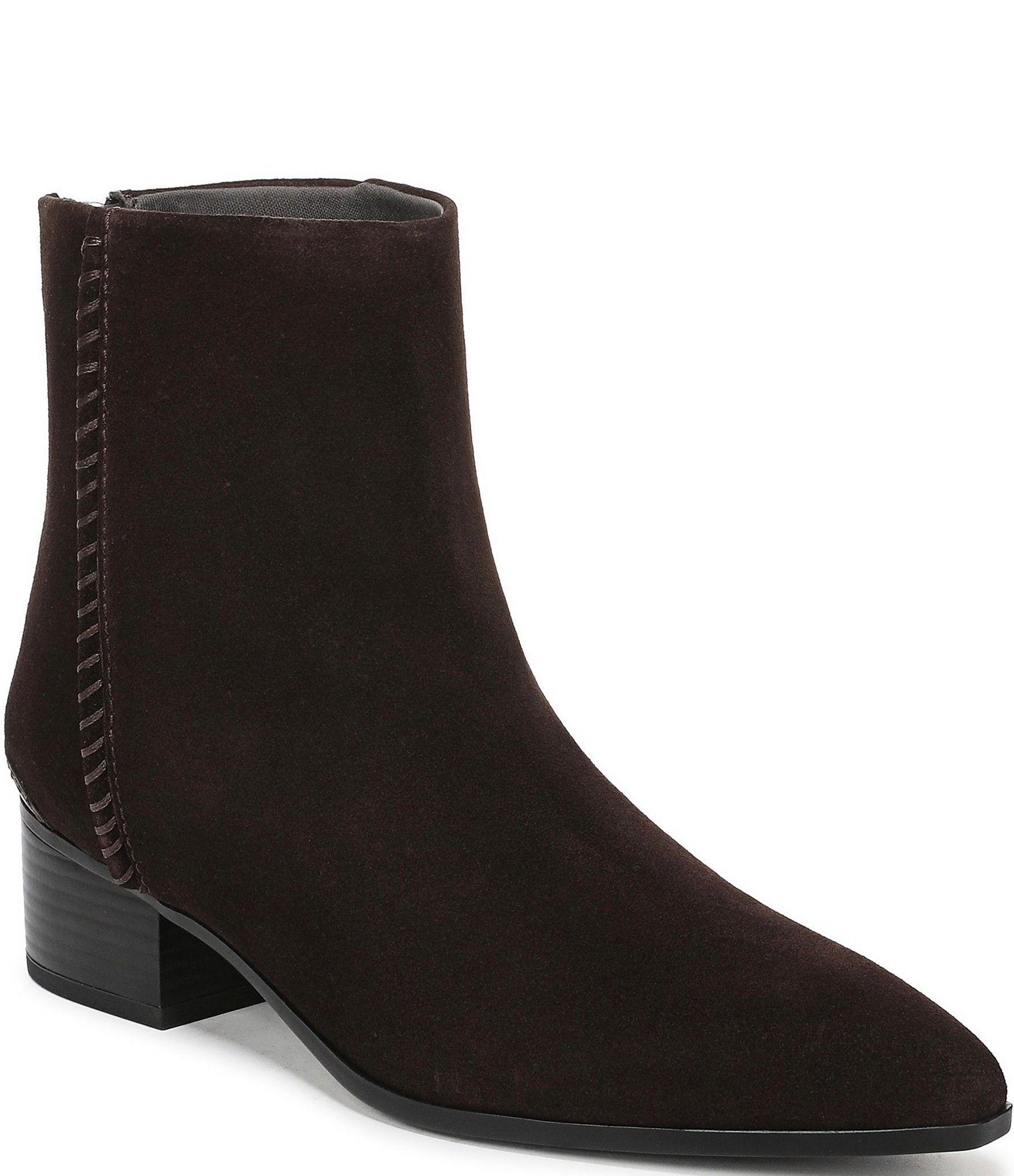 Franco Sarto Fayola Suede Pointed Toe Block Heel Booties