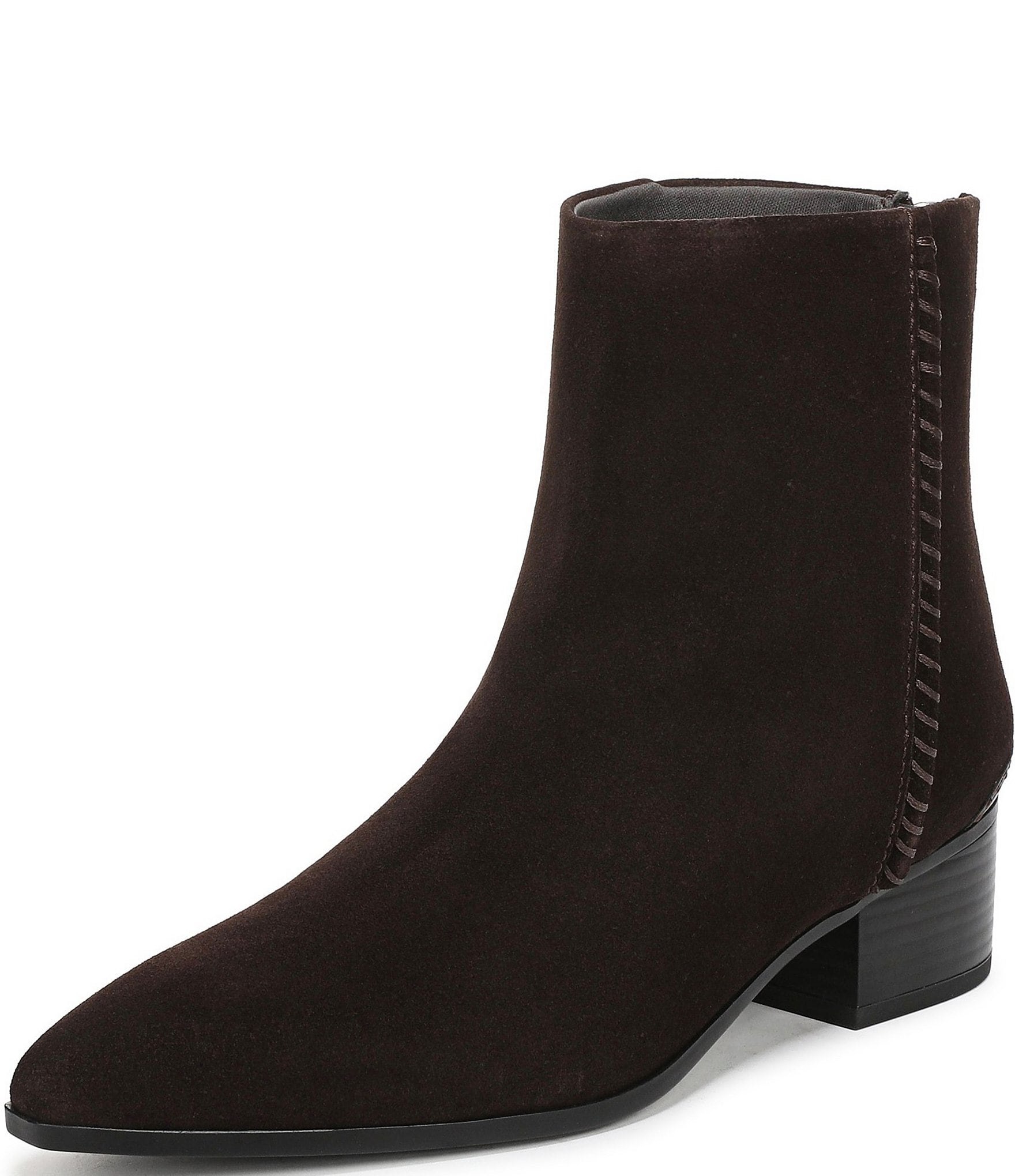 Franco Sarto Fayola Suede Pointed Toe Block Heel Booties
