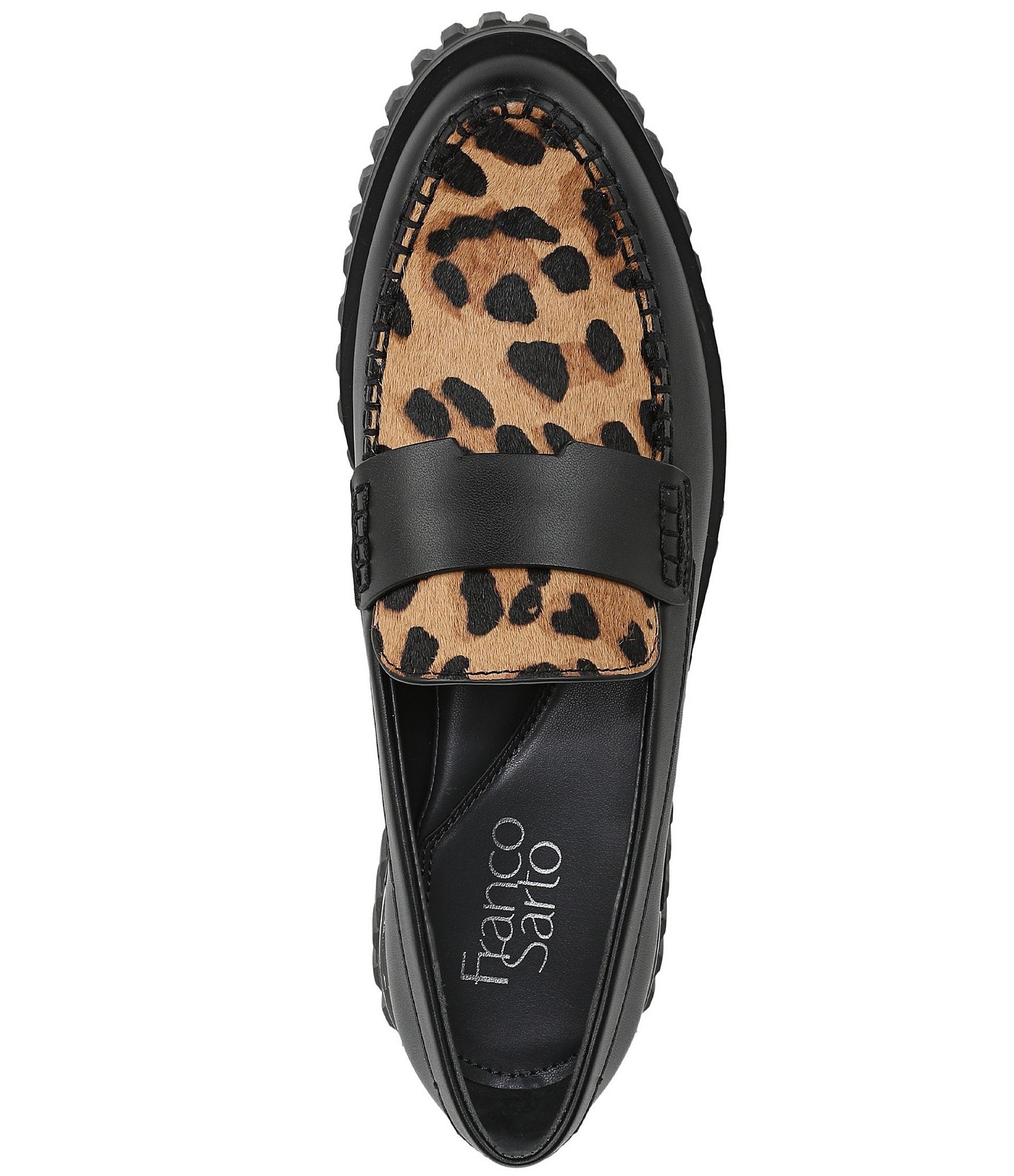 Franco Sarto Flex Roma 2 Leather Leopard Print Calf Hair Loafers
