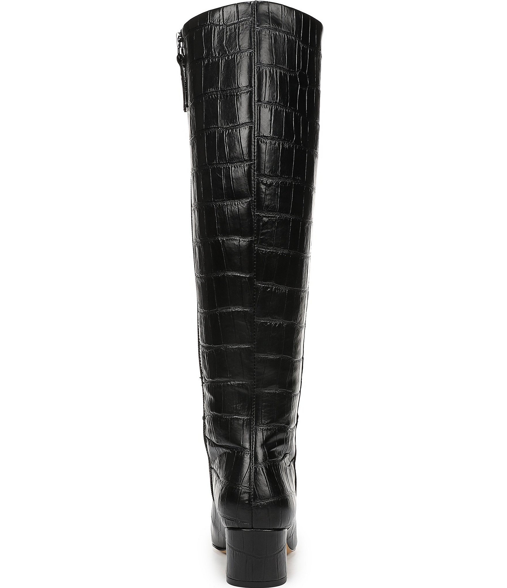 Franco Sarto Flexa Shara Crocodile Embossed Leather Square Toe Tall Boots