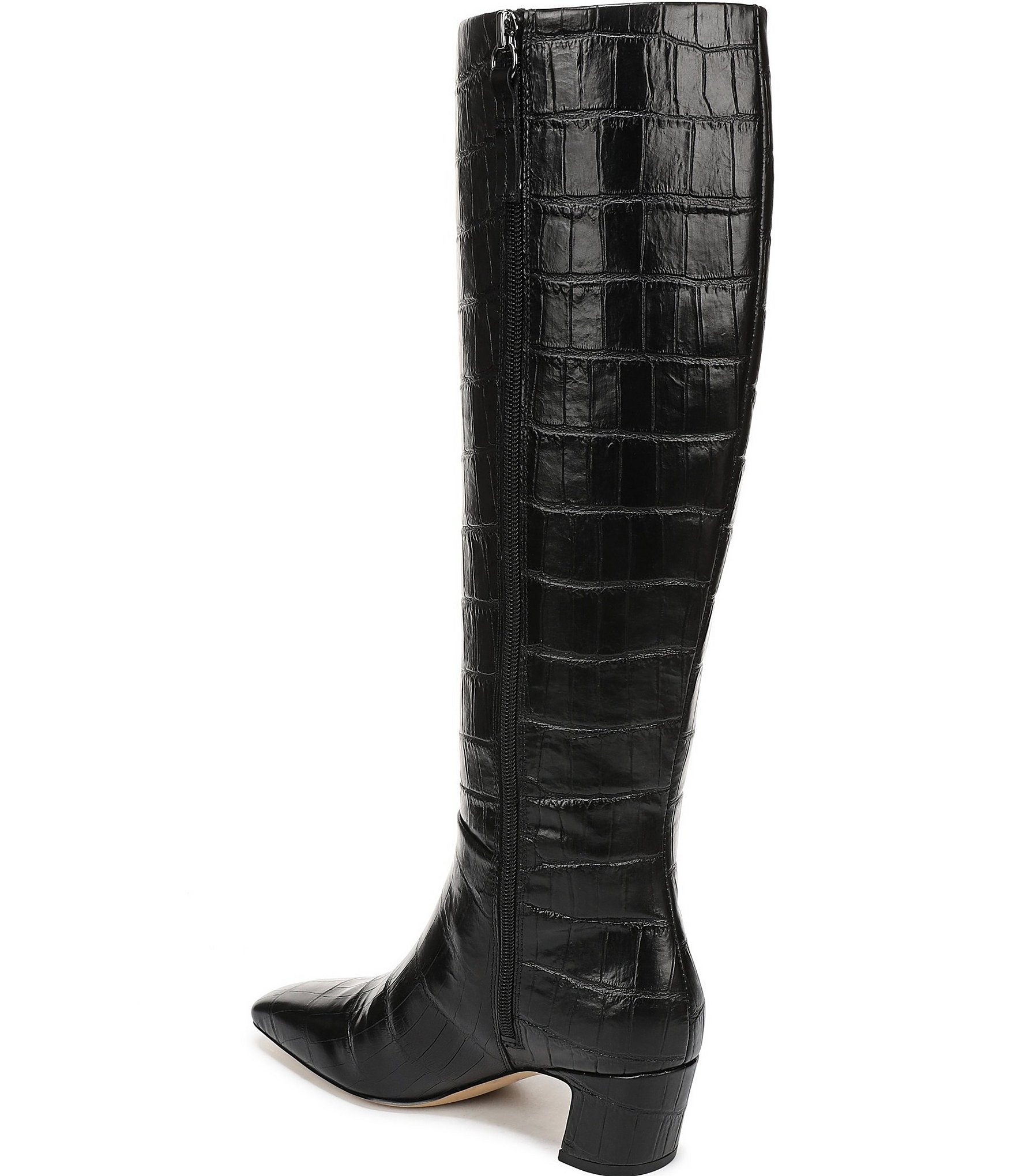 Franco Sarto Flexa Shara Crocodile Embossed Leather Square Toe Tall Boots