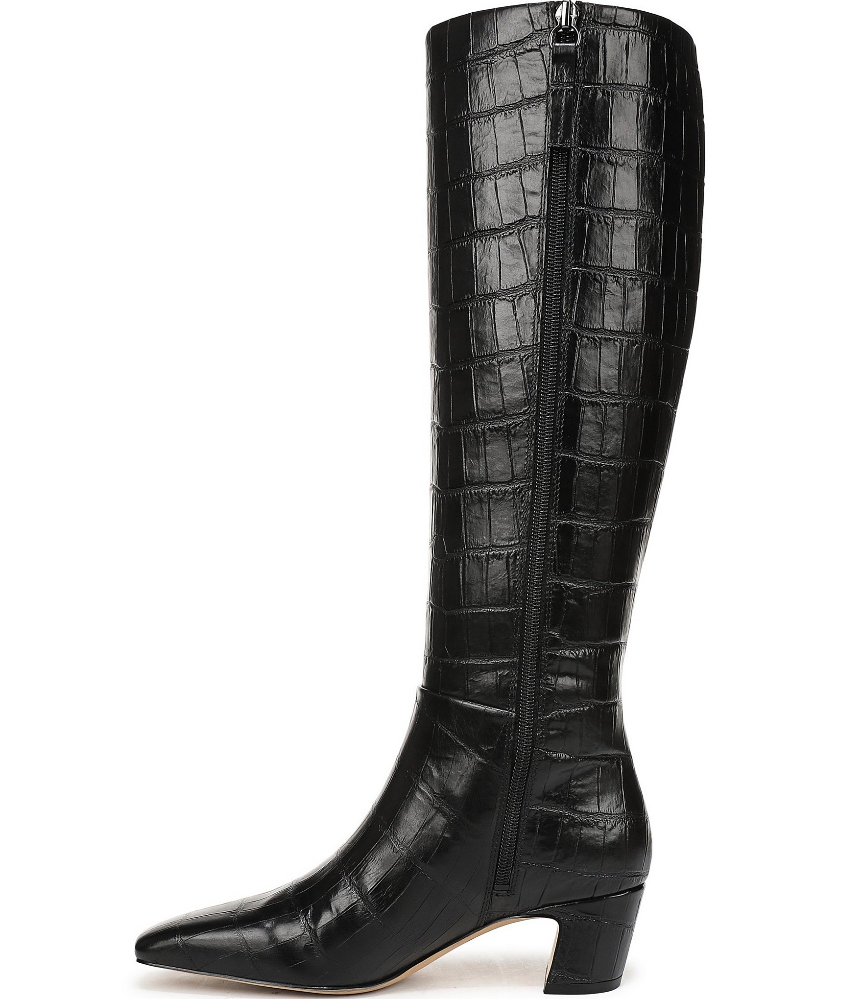 Franco Sarto Flexa Shara Crocodile Embossed Leather Square Toe Tall Boots