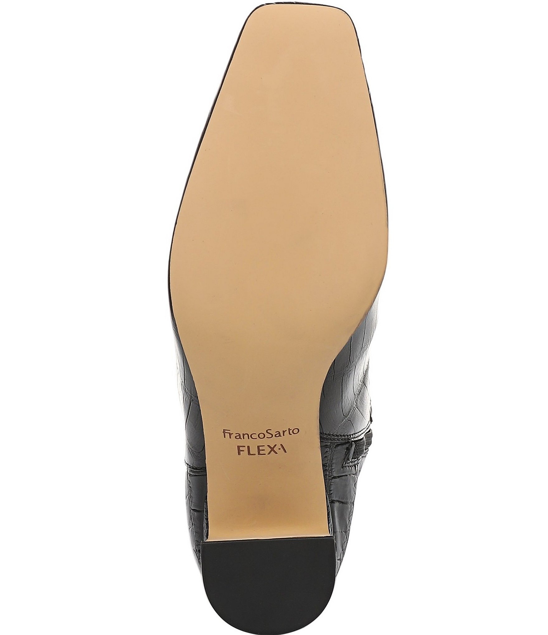 Franco Sarto Flexa Shara Crocodile Embossed Leather Square Toe Tall Boots