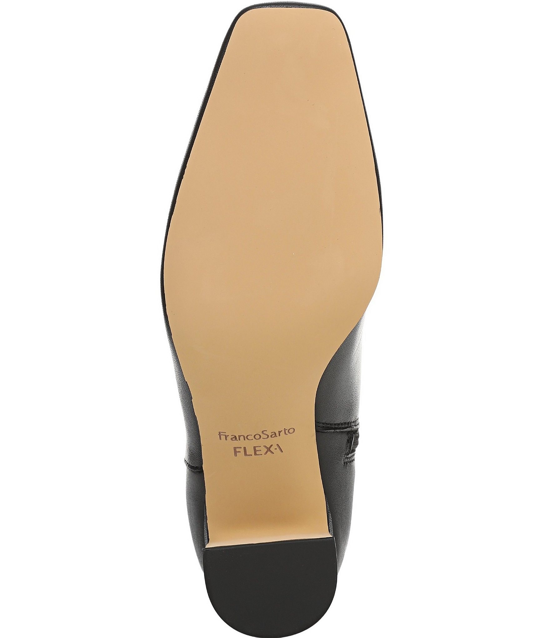 Franco Sarto Flexa Shara Leather Square Toe Block Heel Tall Boots