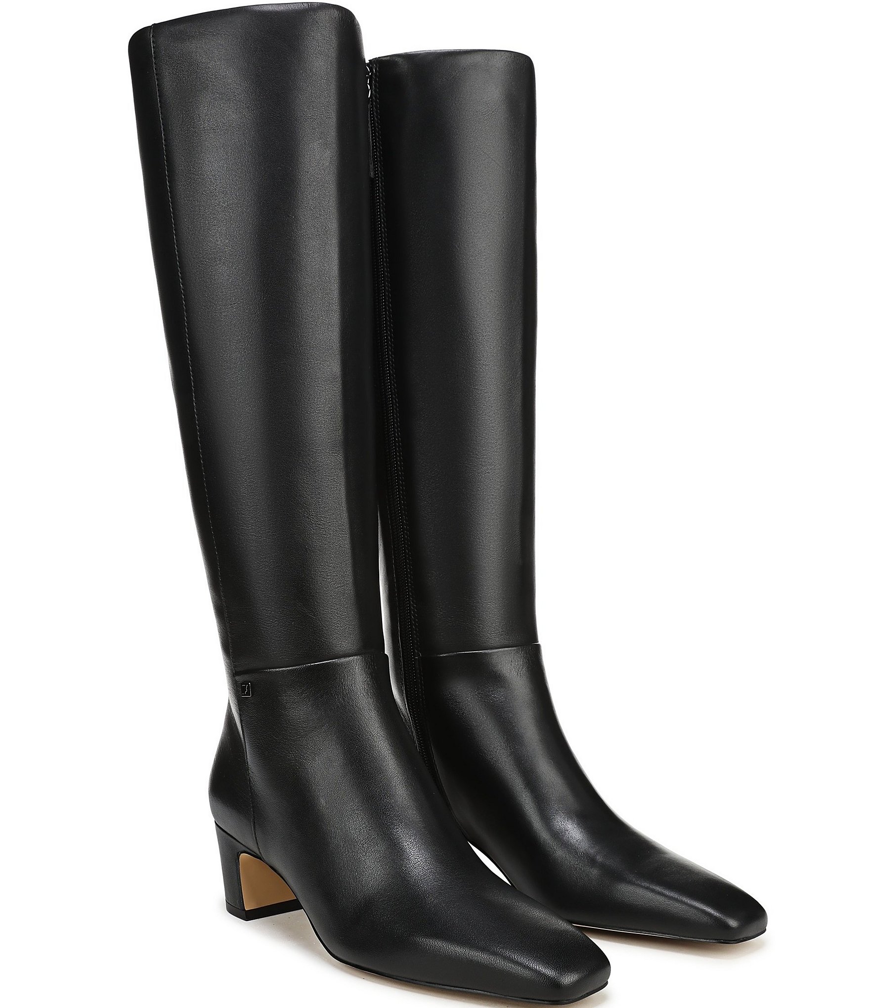 Franco Sarto Flexa Shara Leather Square Toe Block Heel Tall Boots