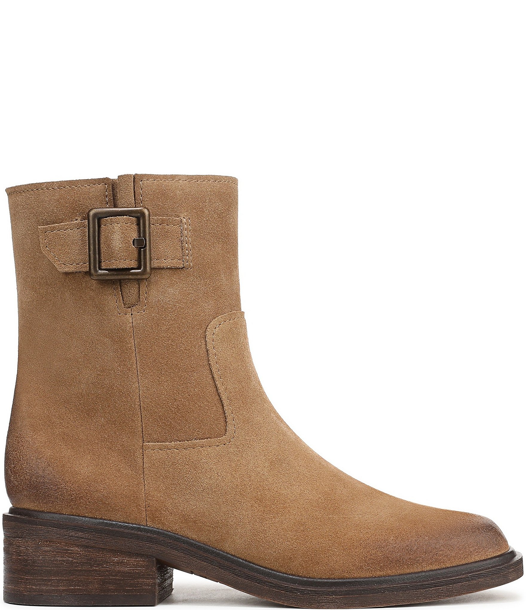 Franco Sarto Gillian Suede Buckle Hardware Booties