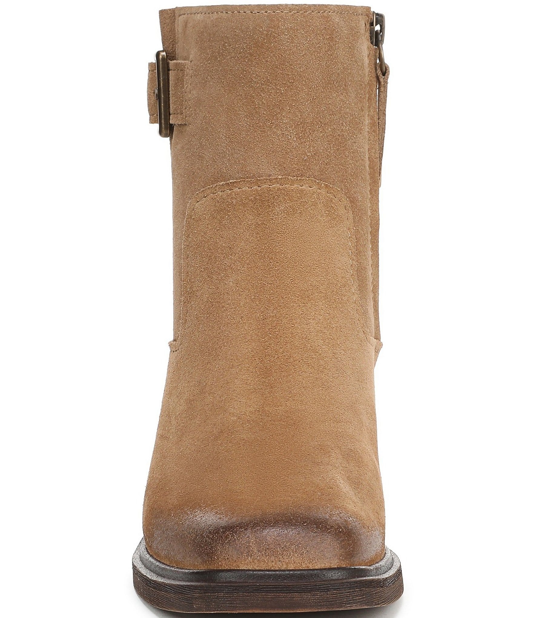 Franco Sarto Gillian Suede Buckle Hardware Booties