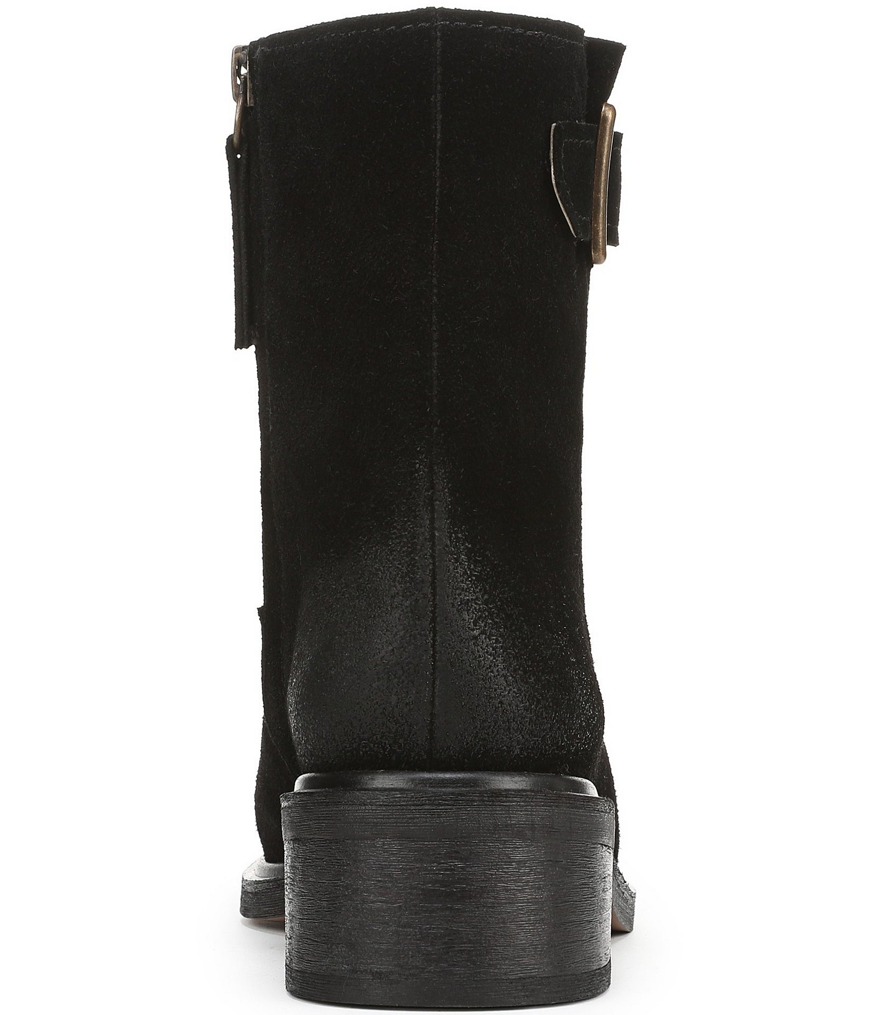 Franco Sarto Gillian Suede Buckle Hardware Booties