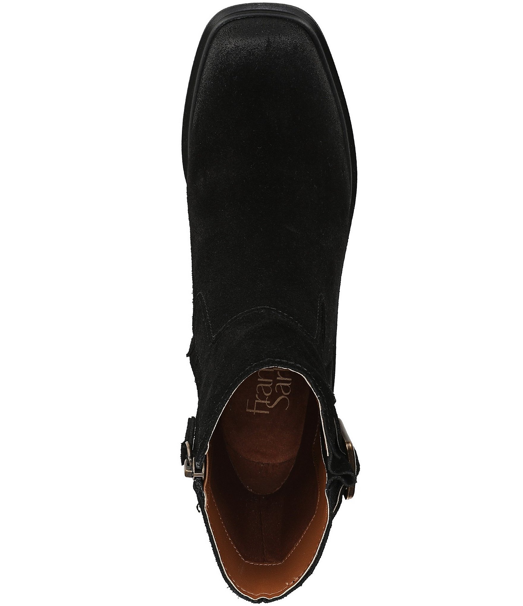 Franco Sarto Gillian Suede Buckle Hardware Booties