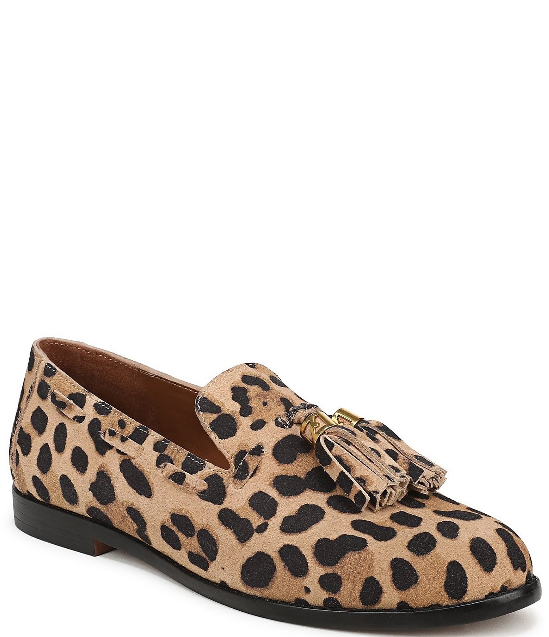 Franco Sarto Hartlie Leopard Print Suede Tassel Loafers