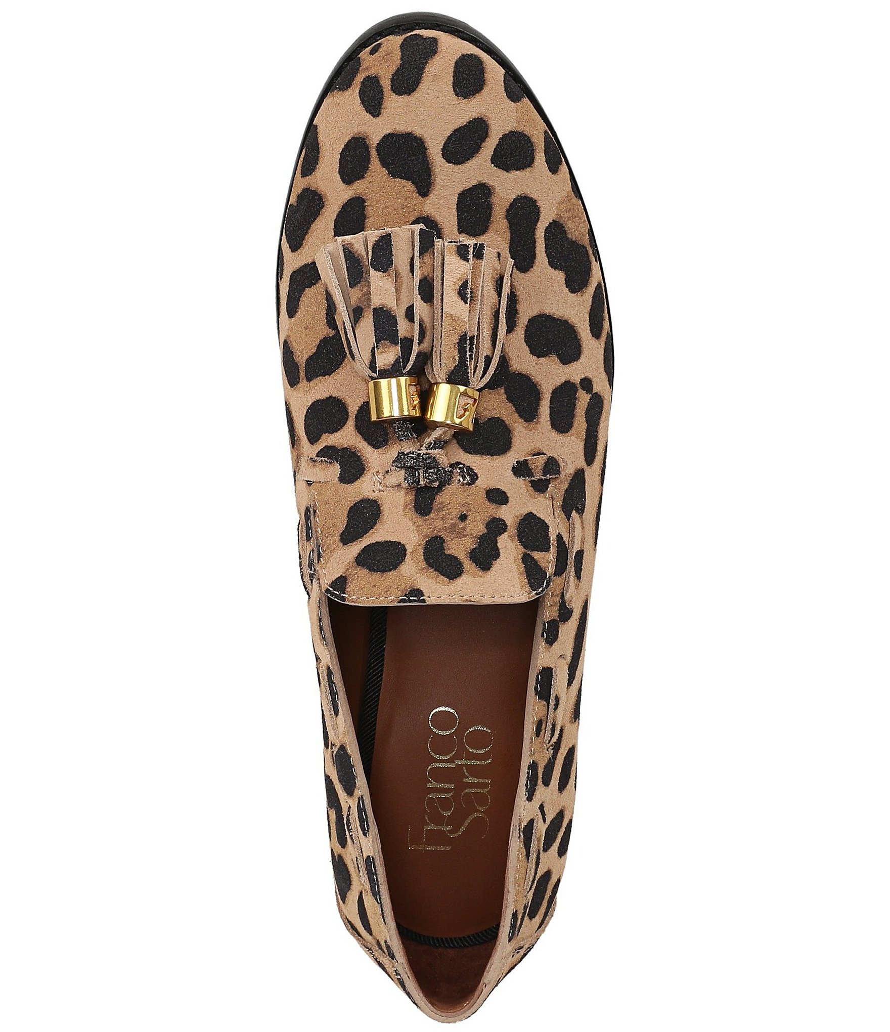 Franco Sarto Hartlie Leopard Print Suede Tassel Loafers