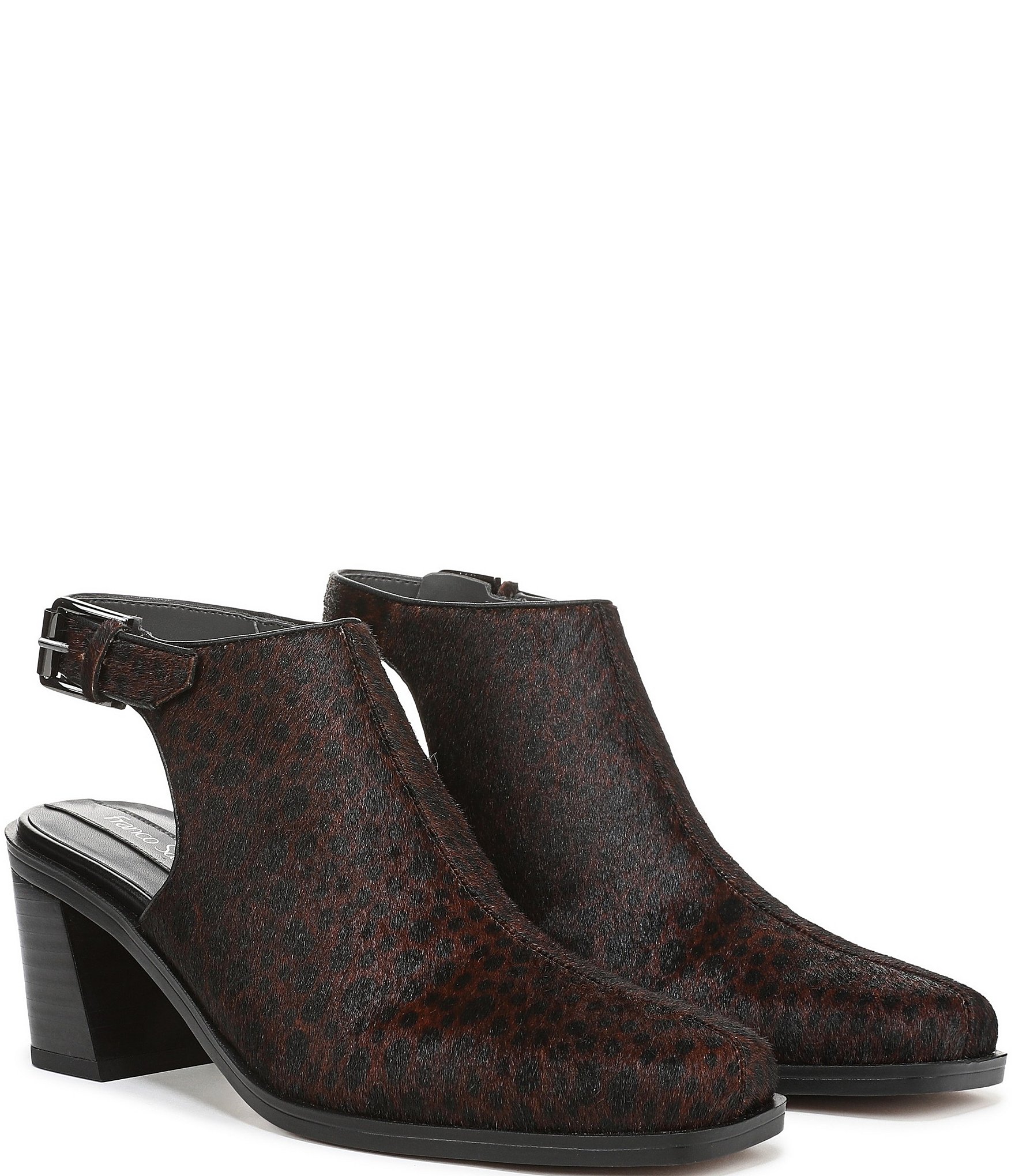 Franco Sarto Isadora Leopard Print Calf Hair Slingback Shooties