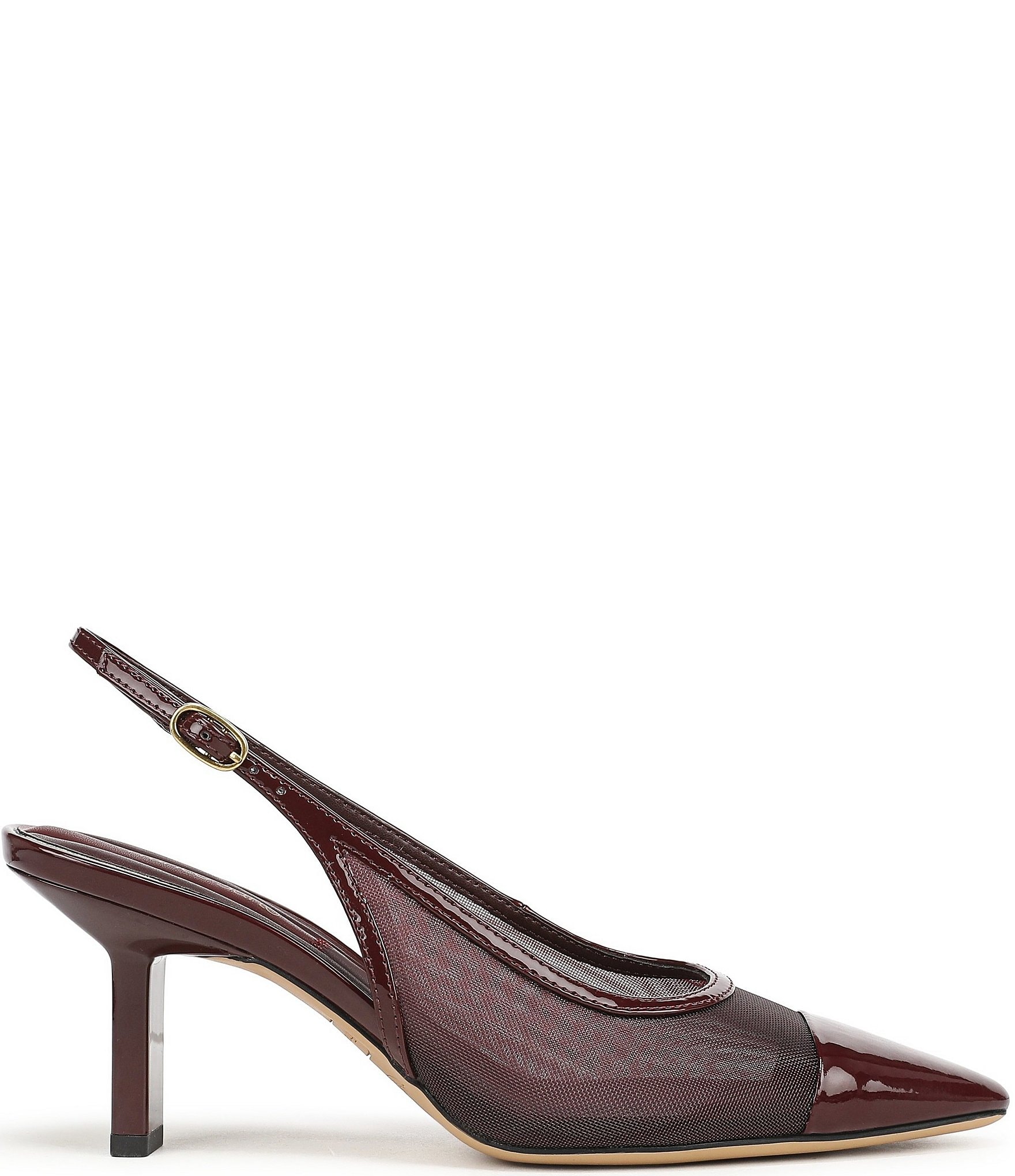 Franco Sarto Jurina Mesh Slingback Pointed Patent Cap Toe Pumps