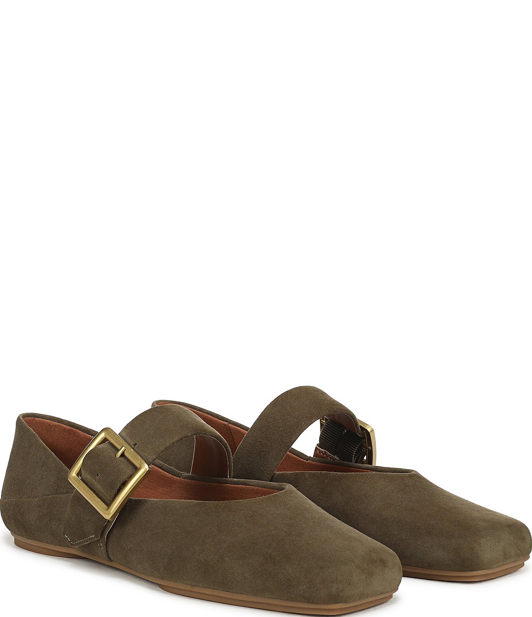 Franco Sarto Oakes Suede Square Toe Mary Jane Ballet Flats