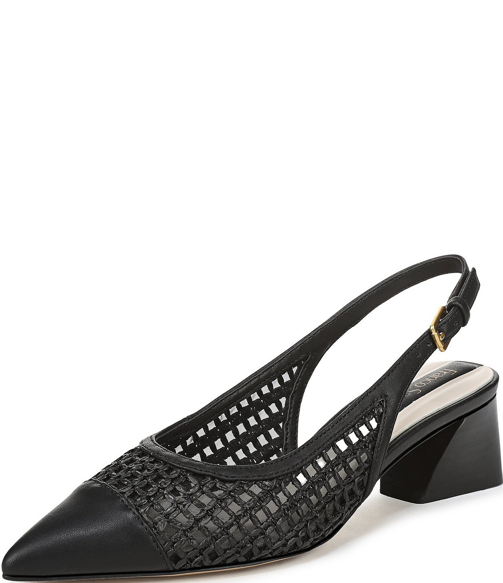 Franco Sarto Racer 9 Raffia Cap Toe Block Heel Sling Pumps