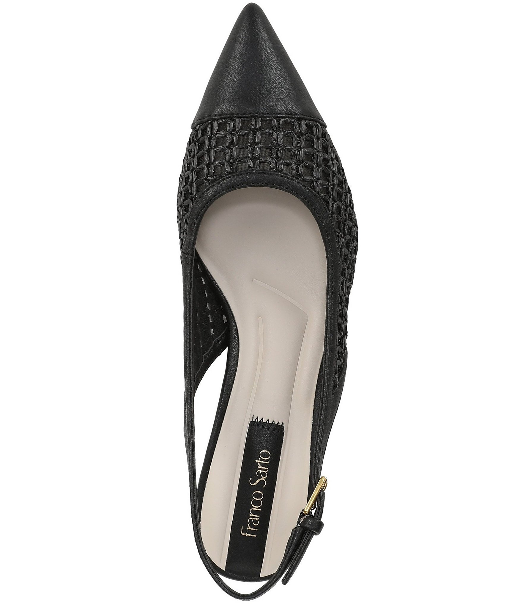 Franco Sarto Racer 9 Raffia Cap Toe Block Heel Sling Pumps