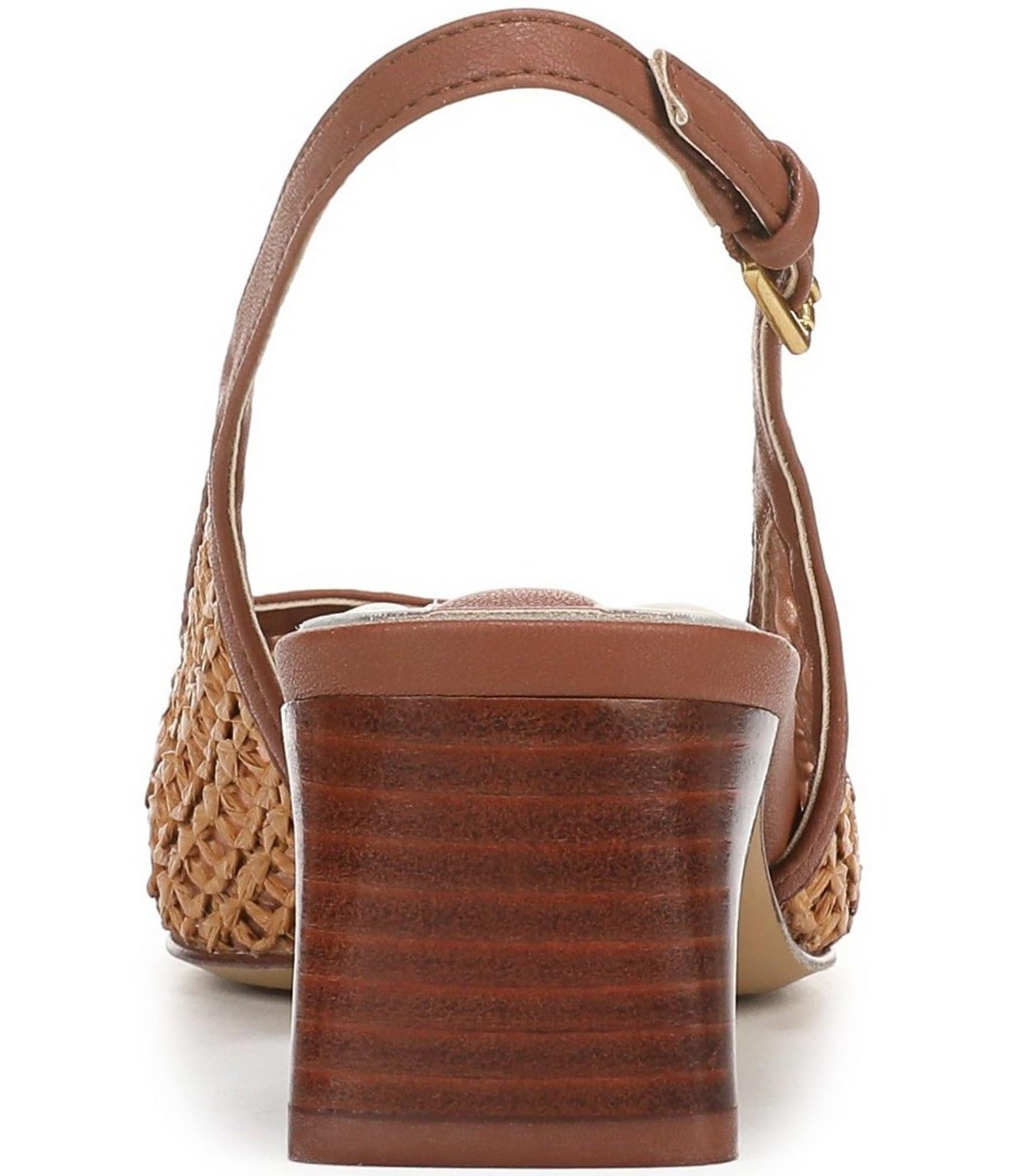 Franco Sarto Racer 9 Raffia Cap Toe Block Heel Sling Pumps