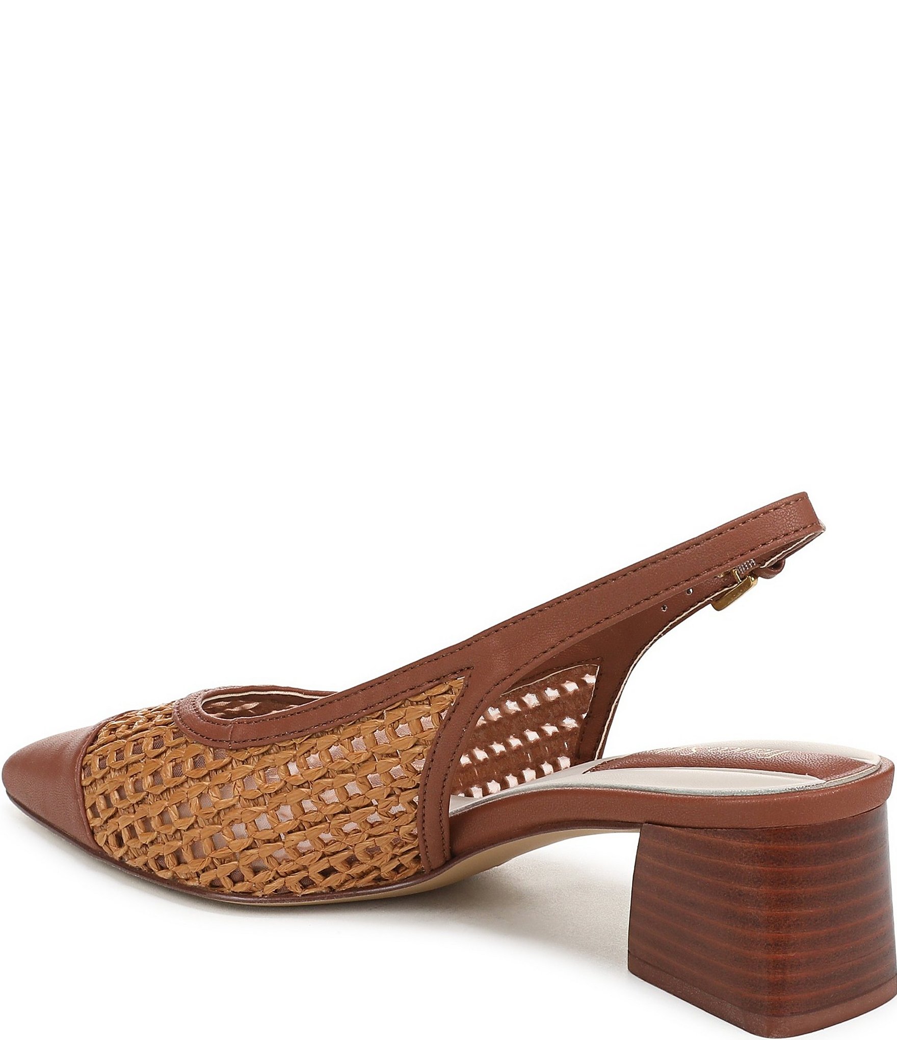 Franco Sarto Racer 9 Raffia Cap Toe Block Heel Sling Pumps