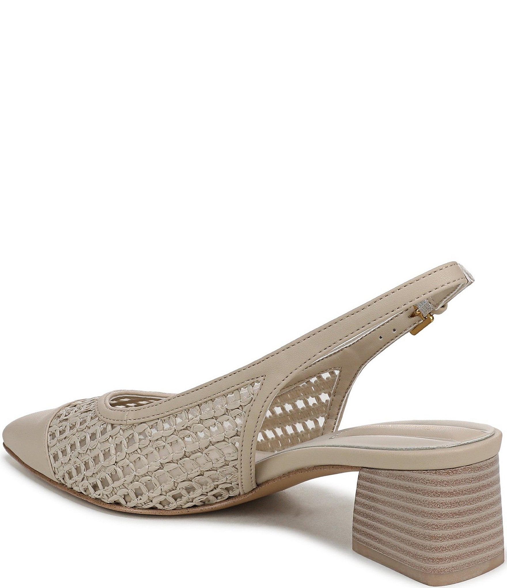 Franco Sarto Racer 9 Raffia Cap Toe Block Heel Sling Pumps
