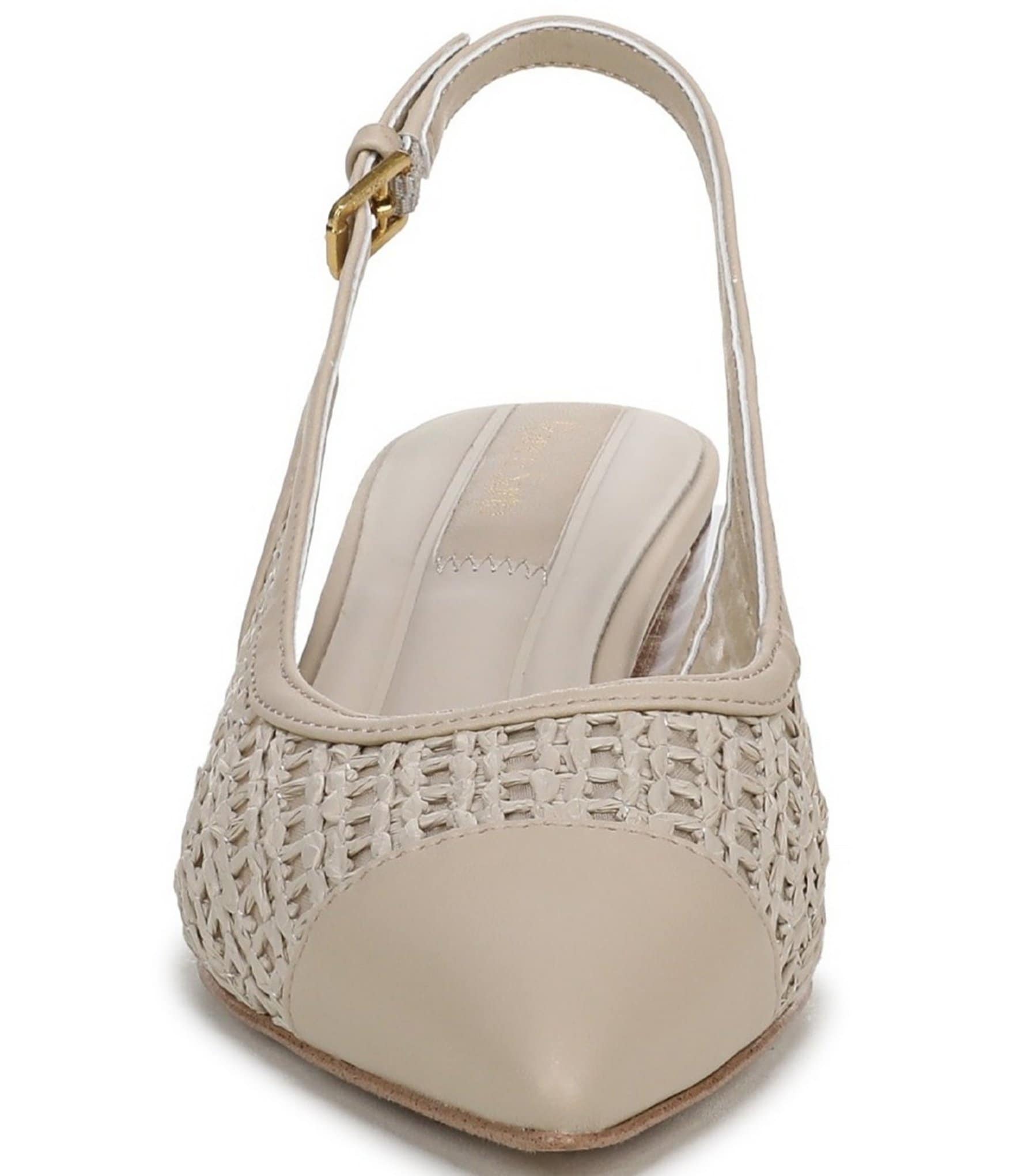 Franco Sarto Racer 9 Raffia Cap Toe Block Heel Sling Pumps