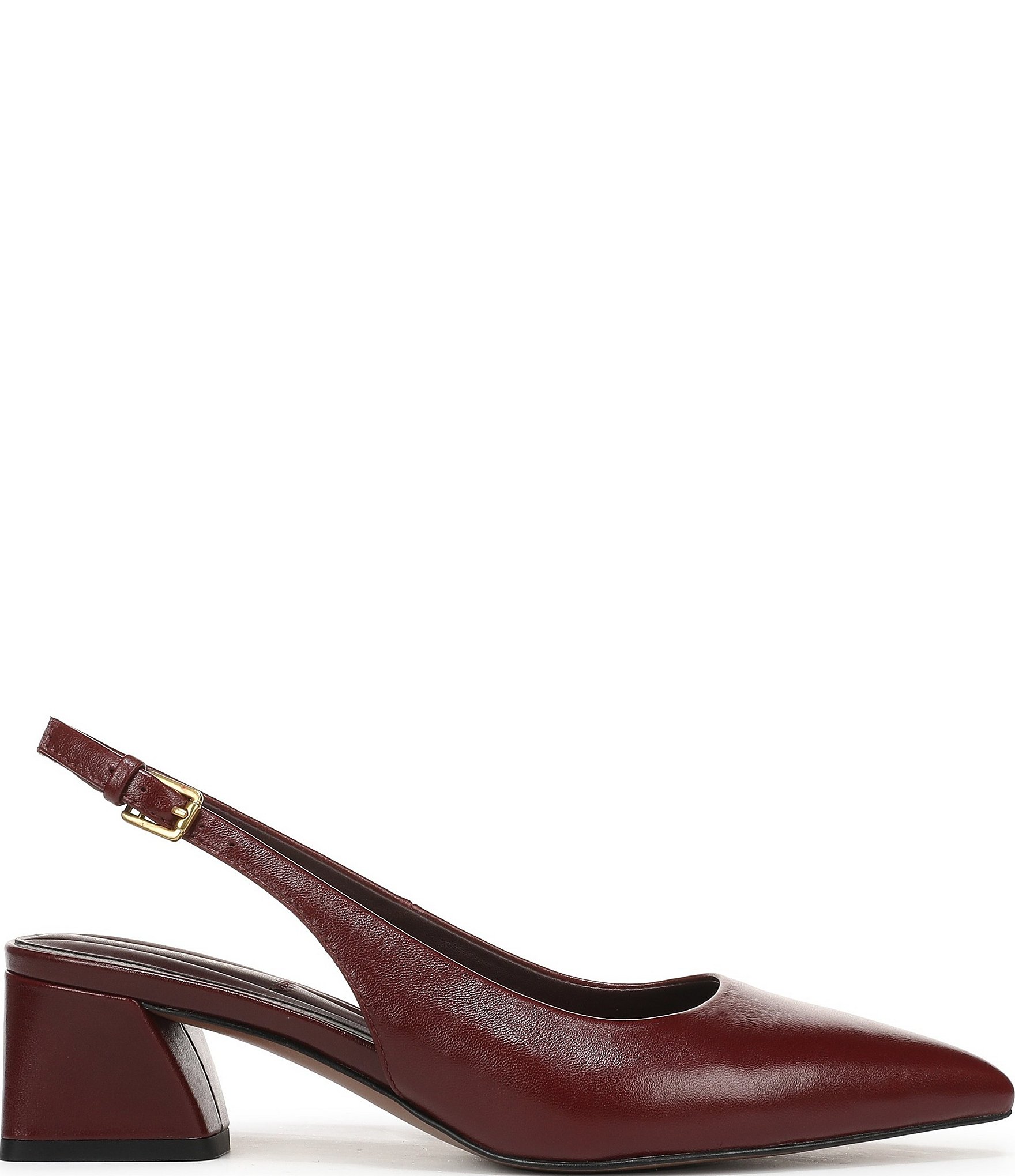 Franco Sarto Racer Leather Pointed Toe Block Heel Slingback Pumps