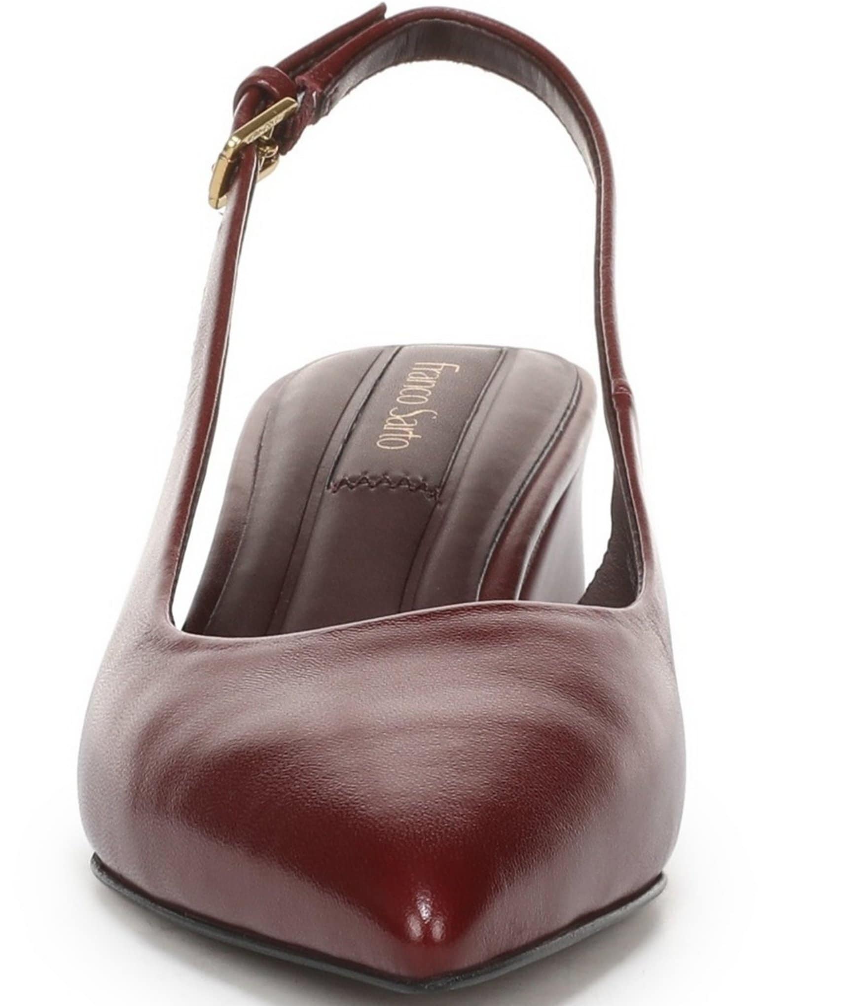 Franco Sarto Racer Leather Pointed Toe Block Heel Slingback Pumps