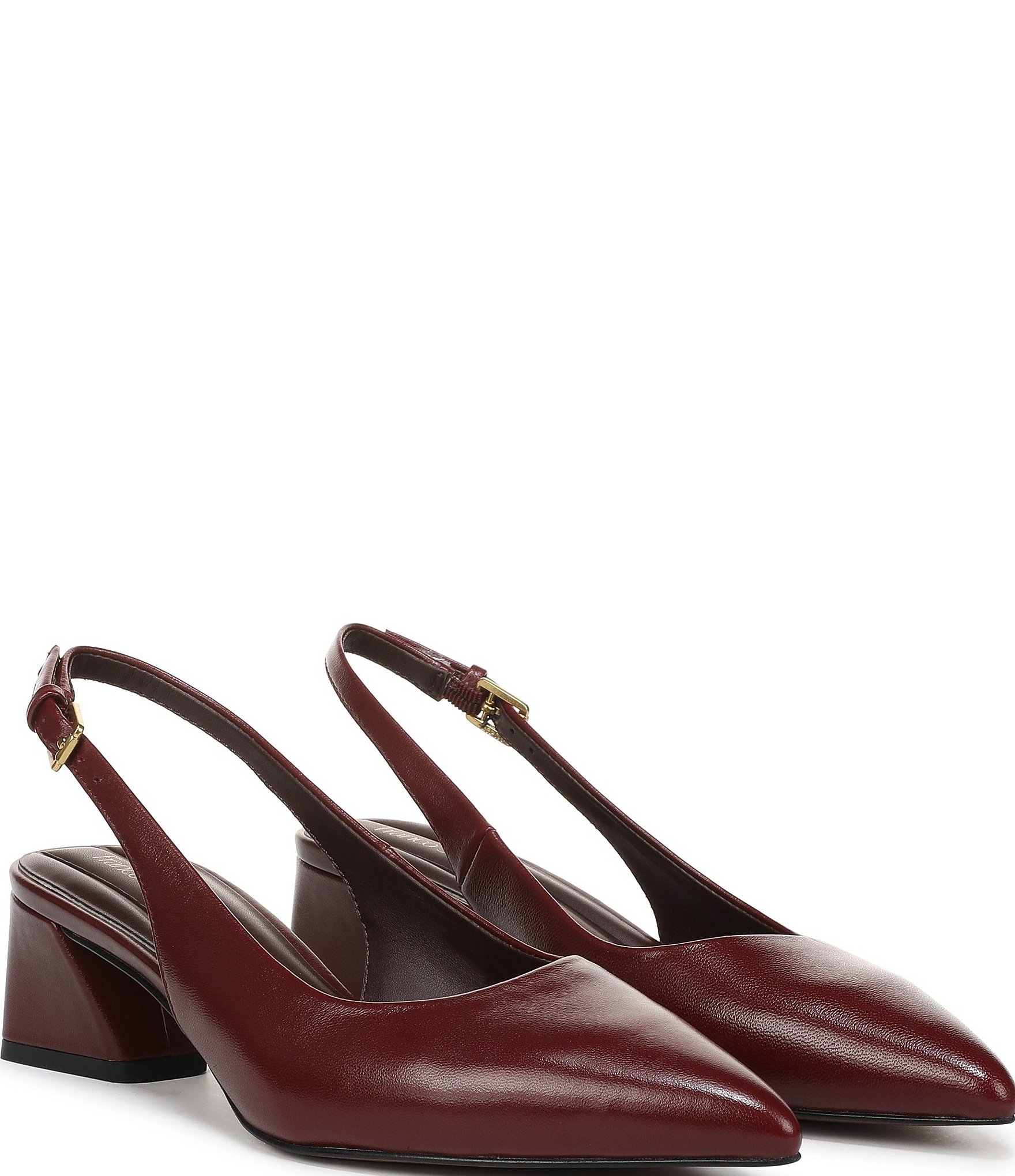 Franco Sarto Racer Leather Pointed Toe Block Heel Slingback Pumps