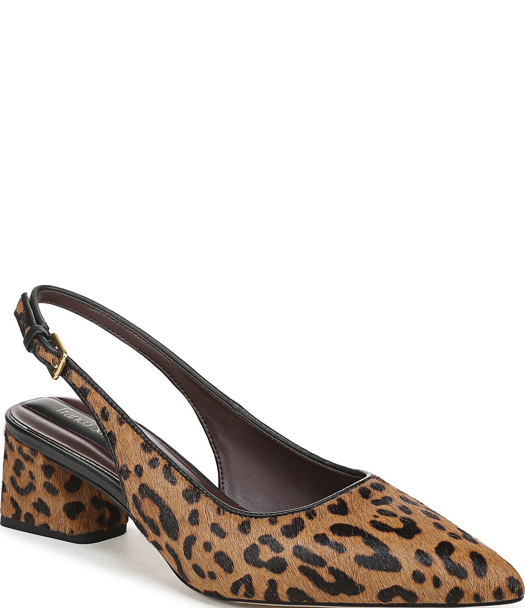 Franco Sarto Racer2 Leopard Print Calf Hair Slingback Pointed Toe Pumps