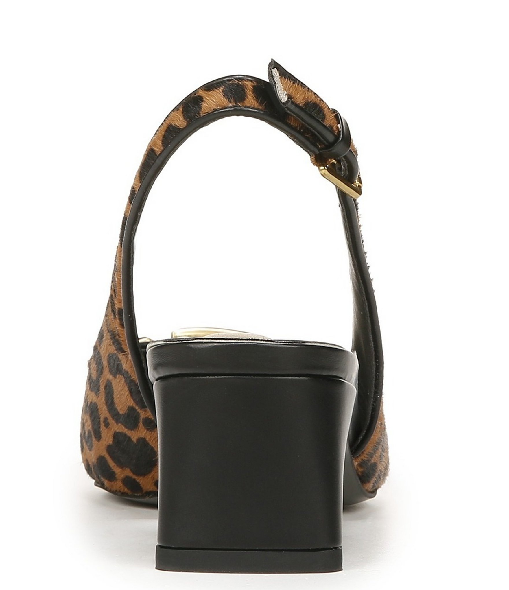 Franco Sarto Racer5 Leopard Print Calf Hair Buckle Ornament Slingback Pumps
