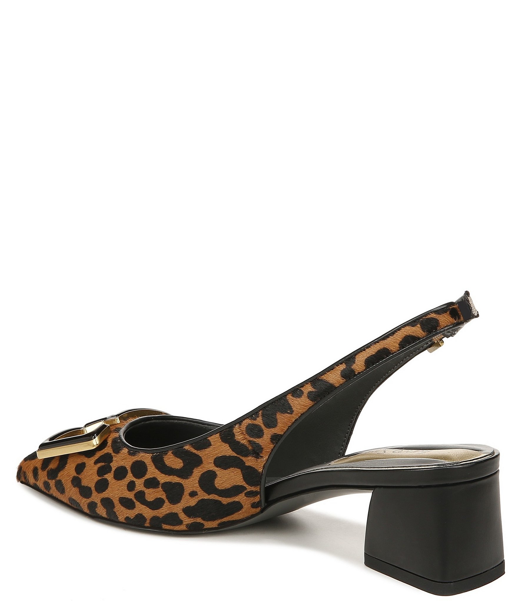 Franco Sarto Racer5 Leopard Print Calf Hair Buckle Ornament Slingback Pumps