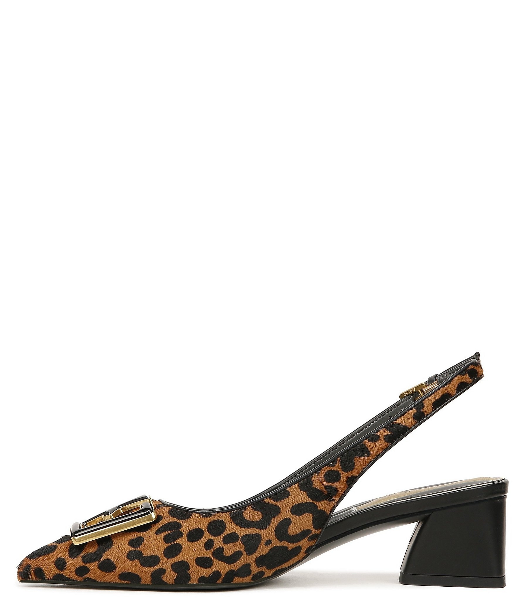 Franco Sarto Racer5 Leopard Print Calf Hair Buckle Ornament Slingback Pumps