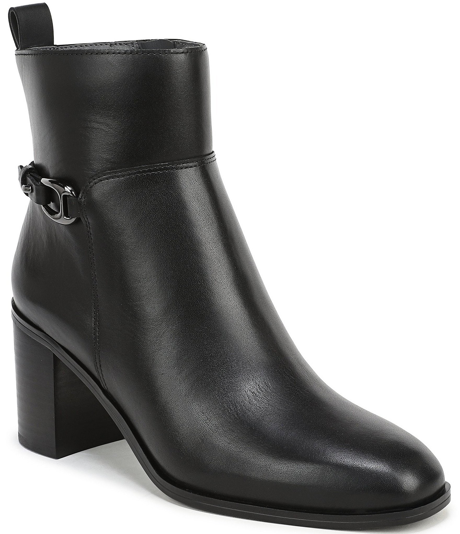 Franco Sarto Valya Leather Block Heel Booties