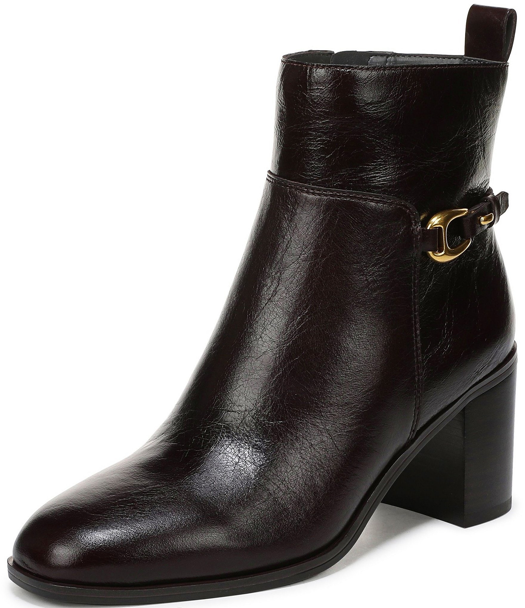 Franco Sarto Valya Leather Block Heel Booties