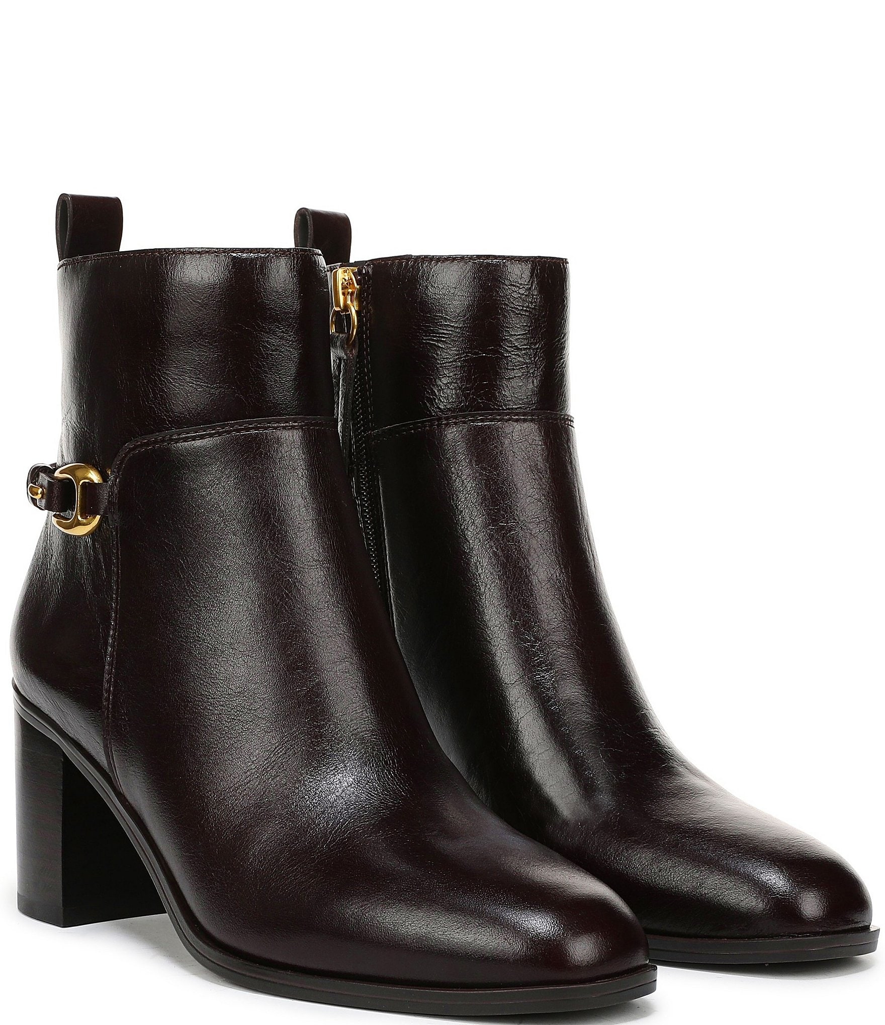 Franco Sarto Valya Leather Block Heel Booties