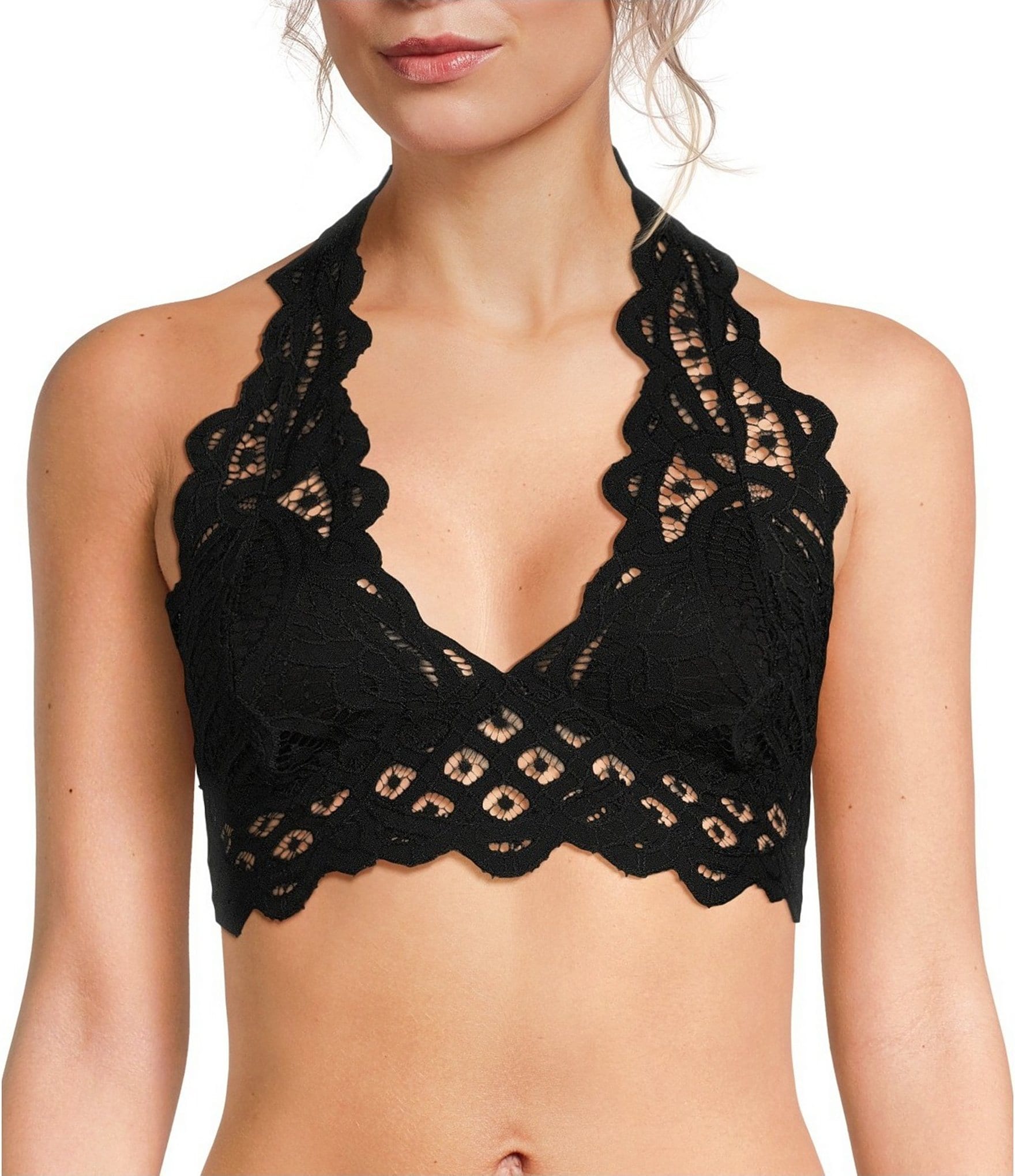 Free People Adella Crochet Lace Halter Bralette