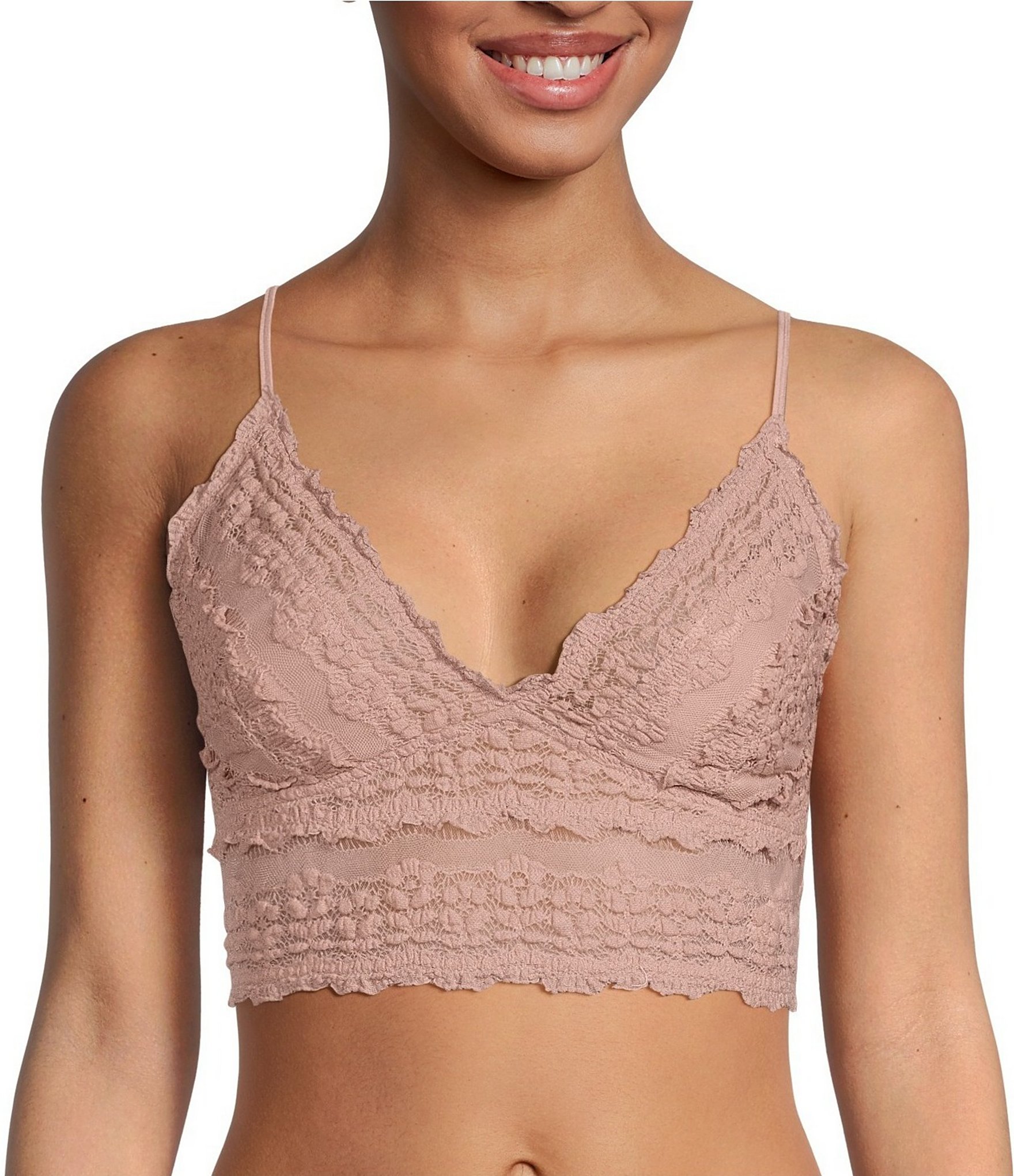 Free People Amina Lace Longline V-Neck Bralette