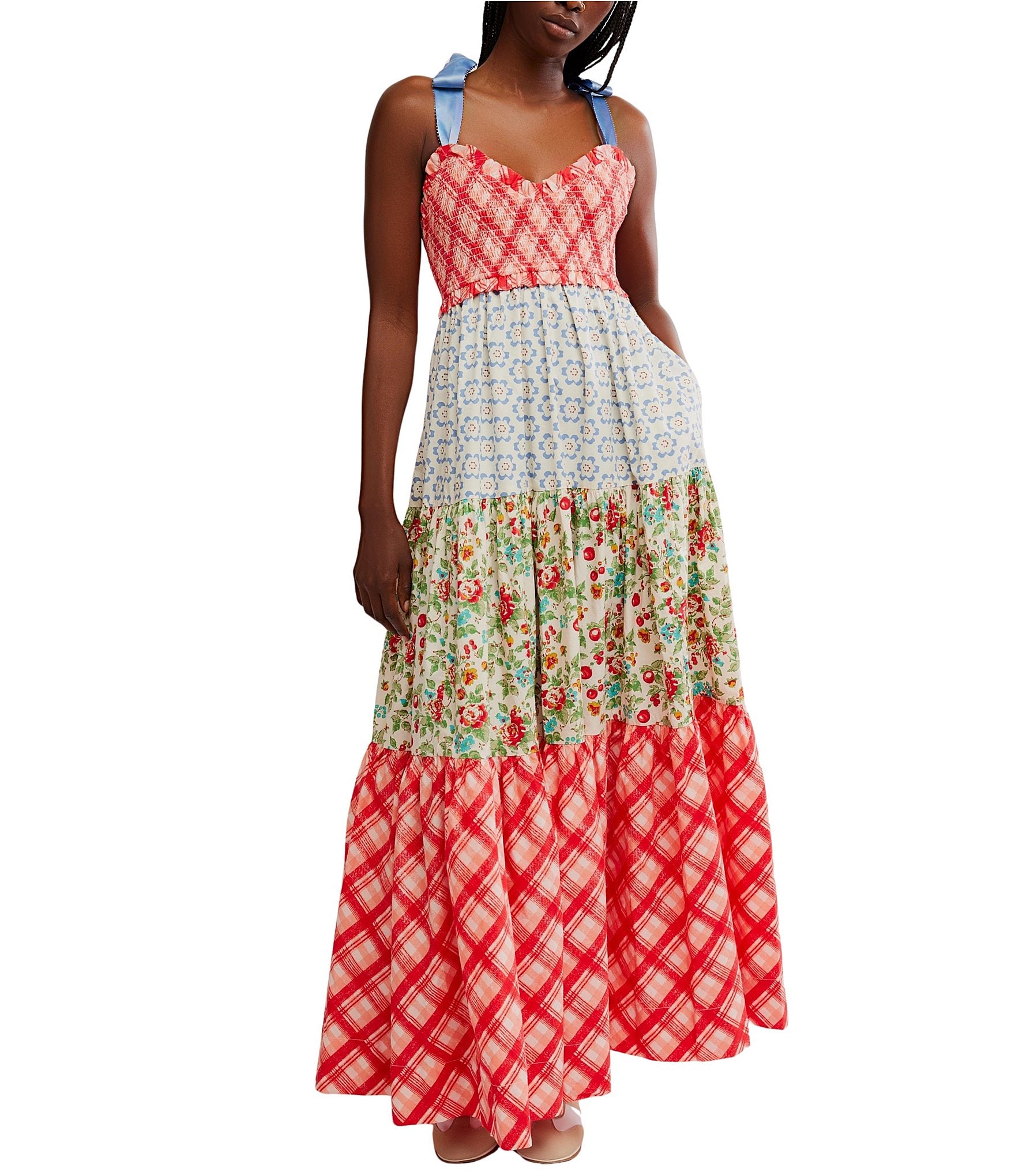 Free People Bluebell Floral Print V-Neck Sleeveless Maxi Dress | Dillard's
