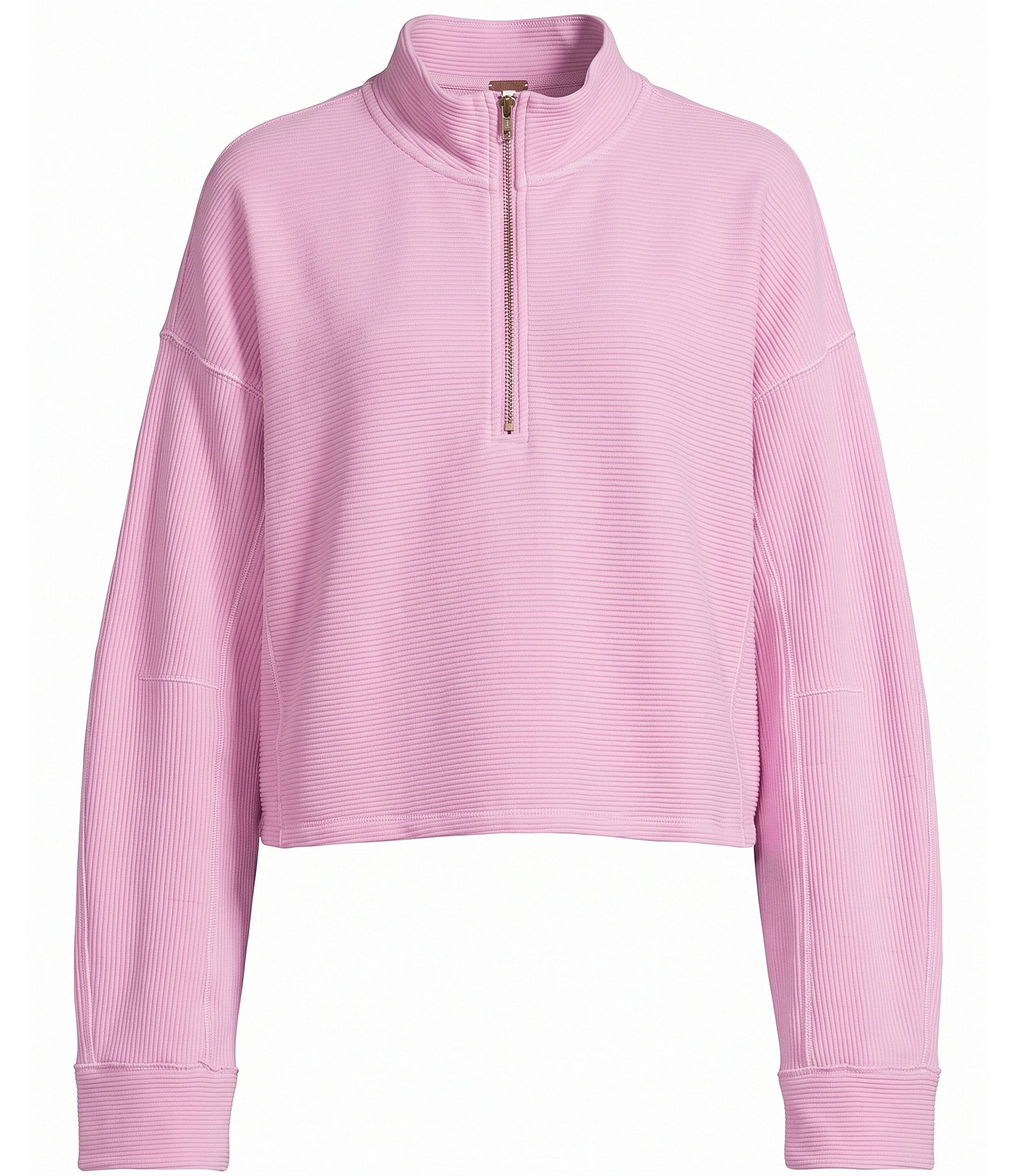 Free People Celeste Quarter Zip Stand Collar Long Sleeve Knit Top