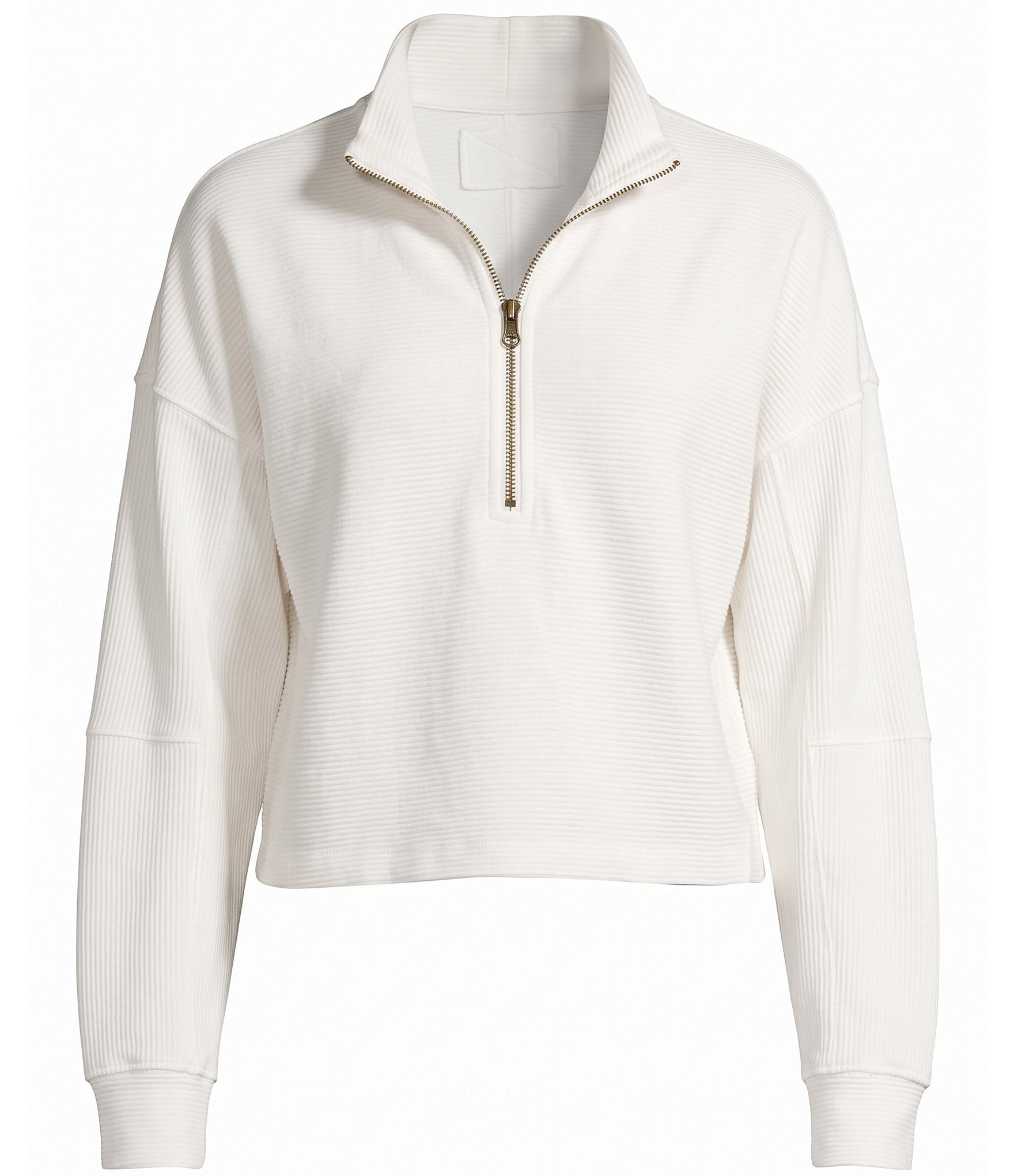 Free People Celeste Quarter Zip Stand Collar Long Sleeve Knit Top