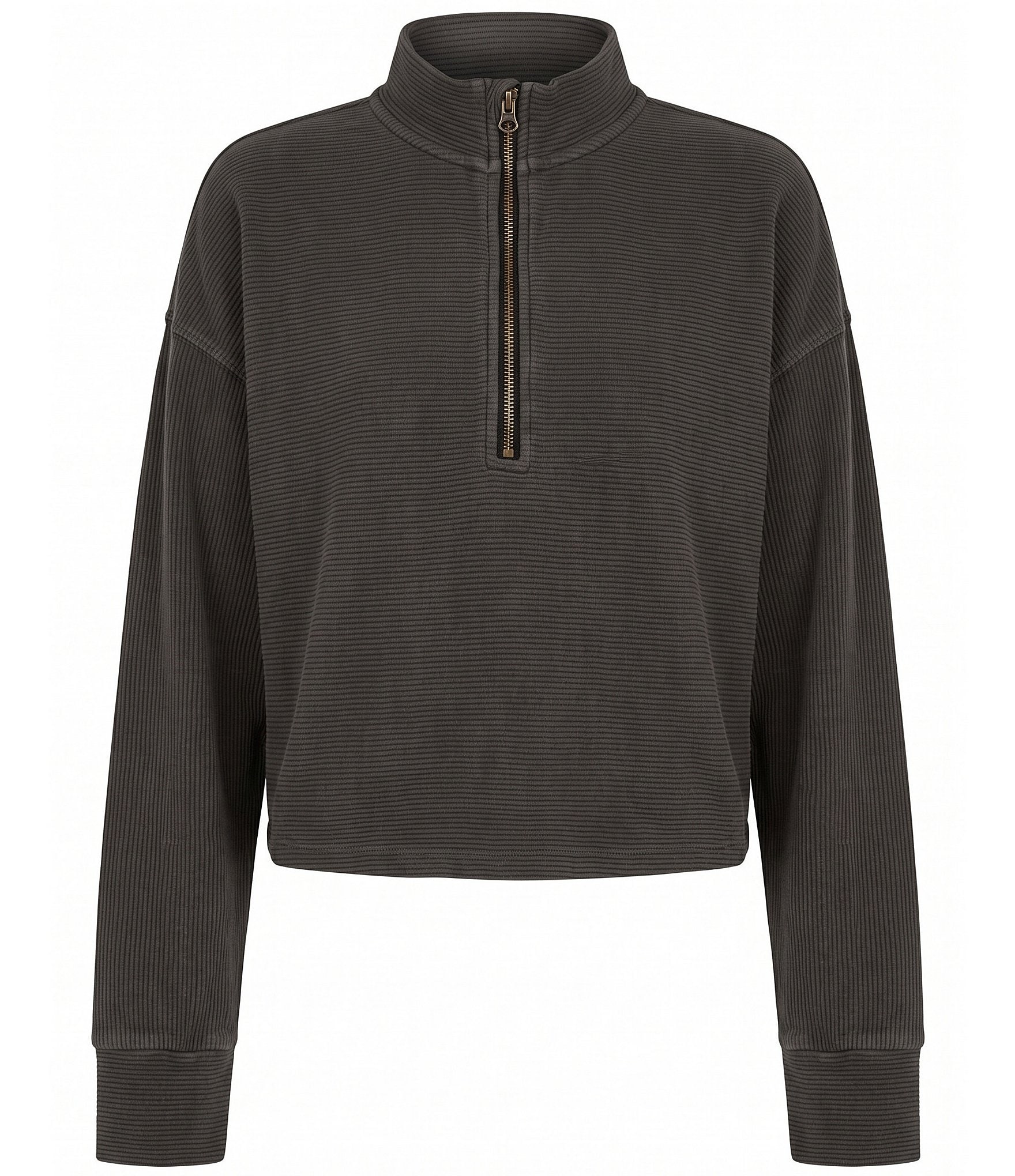 Free People Celeste Quarter Zip Stand Collar Long Sleeve Knit Top